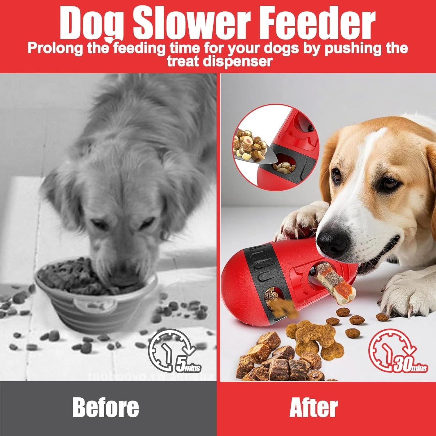 اسباب بازی جویدنی سگ و پخش کننده تشویقی LBOYLOVE®، اسباب بازی تعاملی سگ برای تعقیب و گریز و تغذیه آهسته، مناسب برای سگ های کوچک/متوسط/بزرگ، طراحی ایمنی ضد خفگی (قرمز) اسباب بازی جویدنی سگ و پخش کننده تشویقی LBOYLOVE®، اسباب بازی تعاملی سگ برای تعقیب و گریز و تغذیه آهسته، مناسب برای سگ های کوچک/متوسط/بزرگ، طراحی ایمنی ضد خفگی (قرمز)