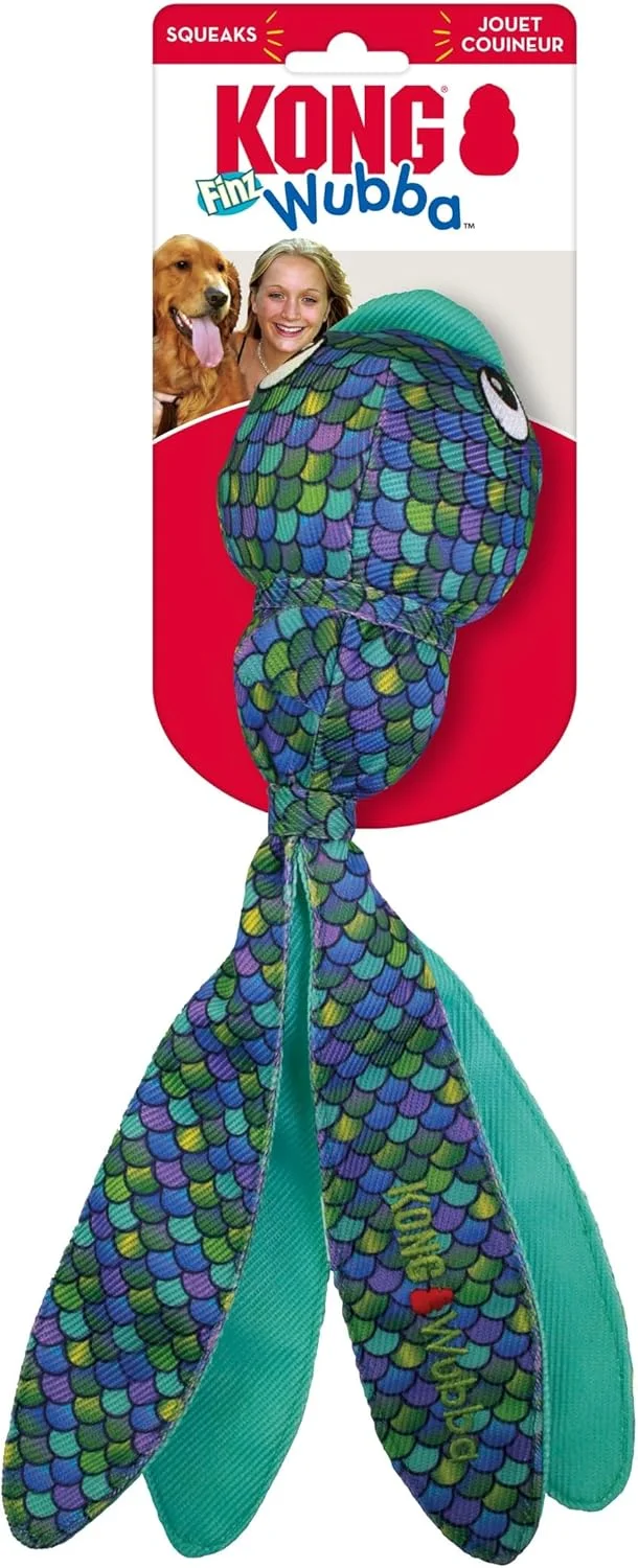 اسباب بازی سگ Kong Wubba Finz آبی. بزرگ