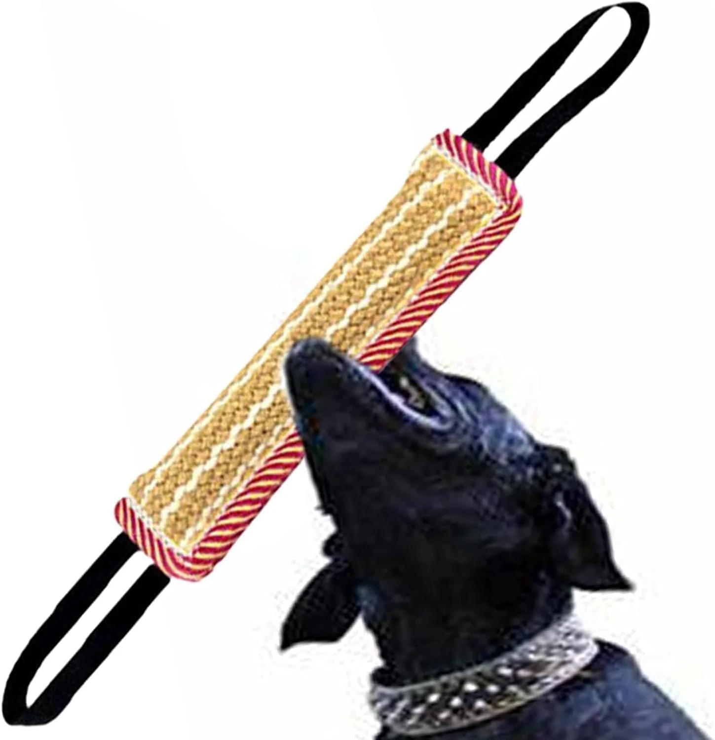 اسباب بازی کششی سگ خزنا، بالش گاز گرفتن جوت سگ با 2 دسته قوی، ایده آل برای طناب کشی، بازی تعاملی آموزش توله سگ، اسباب بازی های بادوام آموزش گاز گرفتن برای سگ های متوسط ​​تا بزرگ (مشکی)