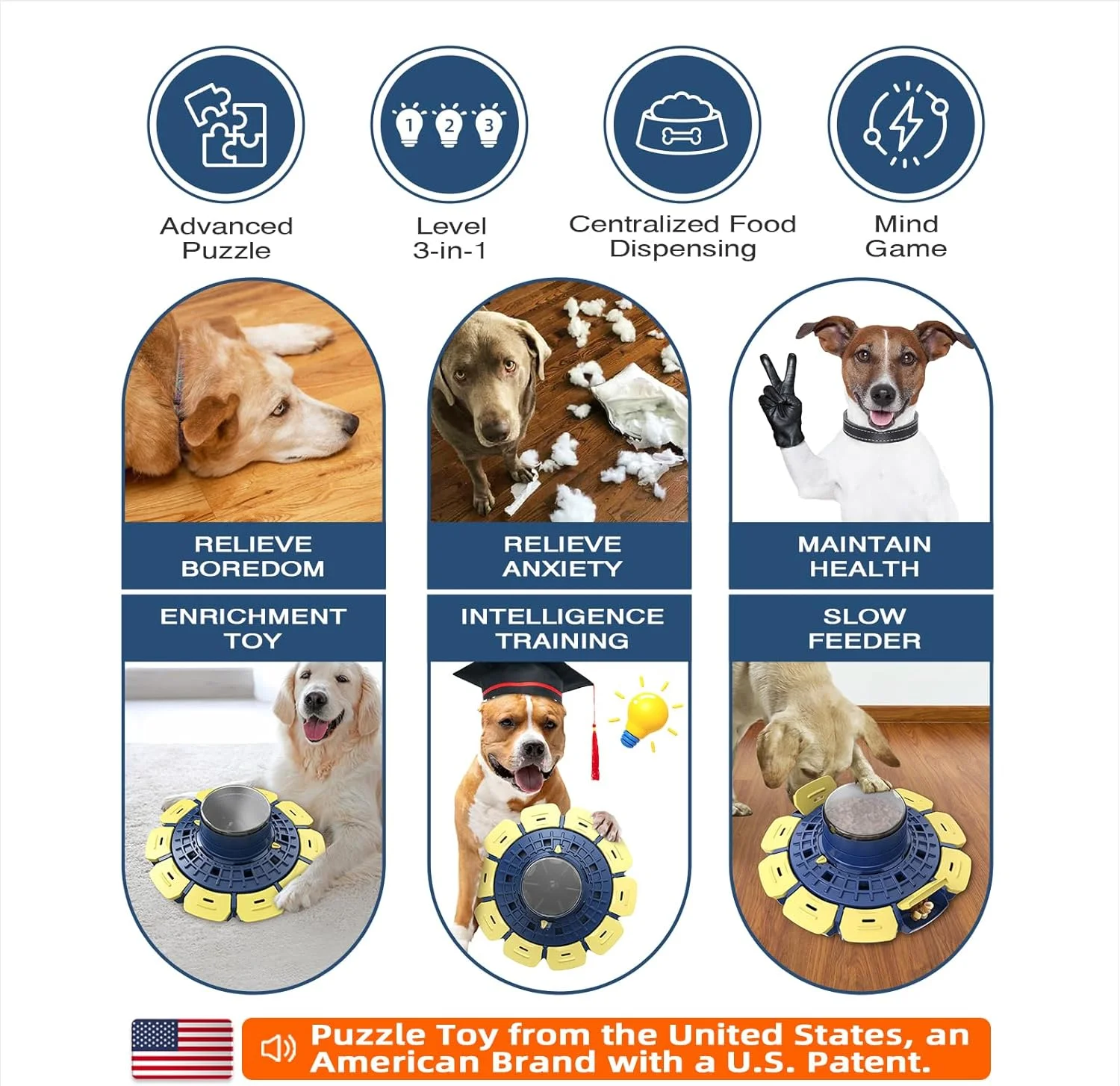 اسباب بازی های پازلی پیشرفته KADTC برای سگ های کوچک/متوسط/بزرگ باهوش، سطح 3 در 1، پازل های غذایی تعاملی چالش برانگیز، آموزش هوش شناختی، تحریک ذهنی مغز، بازی های فکری