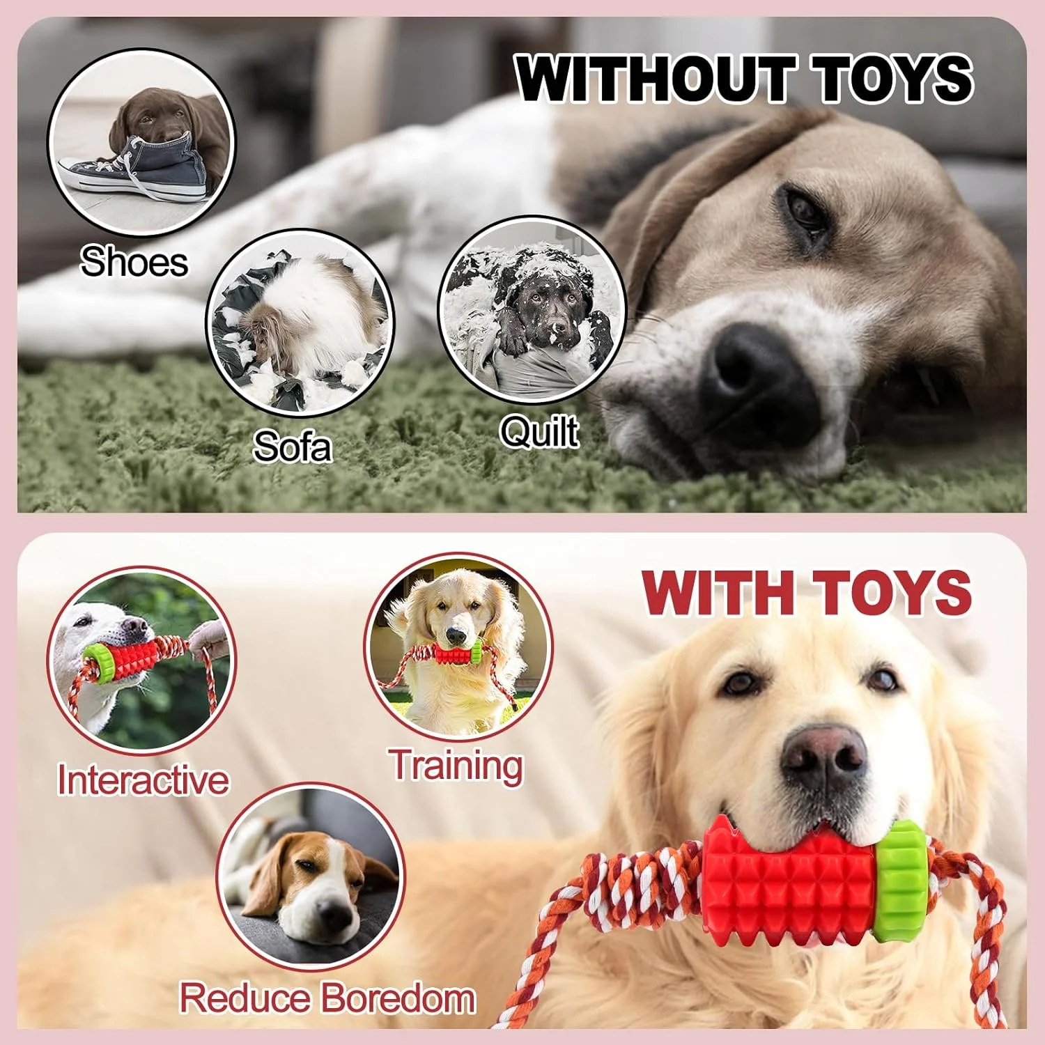 اسباب بازی جویدنی سگ Joyfia با طناب برای جویدن تهاجمی، پخش کننده تشویقی، اسباب بازی تمیز کننده دندان سگ برای نژادهای کوچک، متوسط و بزرگ، اسباب بازی کششی تعاملی سگ برای سگ های پرانرژی، اسباب بازی دندان آسیاب توله سگ اسباب بازی جویدنی سگ Joyfia با طناب برای جویدن تهاجمی، پخش کننده تشویقی، اسباب بازی تمیز کننده دندان سگ برای نژادهای کوچک، متوسط و بزرگ، اسباب بازی کششی تعاملی سگ برای سگ های پرانرژی، اسباب بازی دندان آسیاب توله سگ