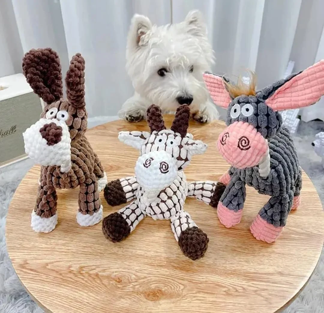 اسباب بازی های جویدنی سگ تعاملی و صدادار، بادوام، غیر سمی، اسباب بازی حیوانات زیبا، اسباب بازی سگ، پولیشی، مقاوم در برابر گاز گرفتن حیوانات (خاکستری)