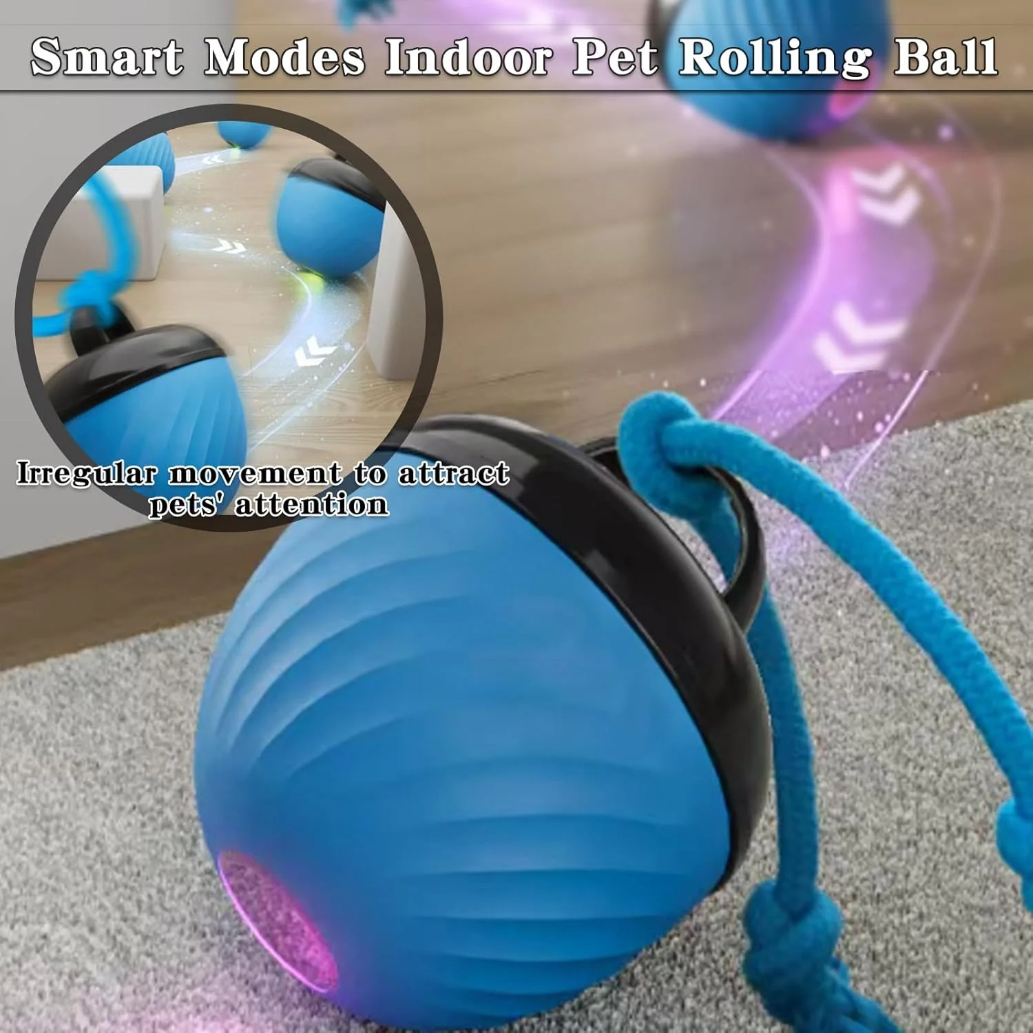 توپ بازی تعاملی سگ، توپ غلتان حیوانات خانگی داخل خانه، توپ خودکار با 3 حالت هوشمند، اسباب بازی متحرک سگ برای رفع خستگی، طراحی بادوام و مقاوم در برابر جویدن، شارژ USB، برای توله سگ/سگ های کوچک/متوسط (قرمز)