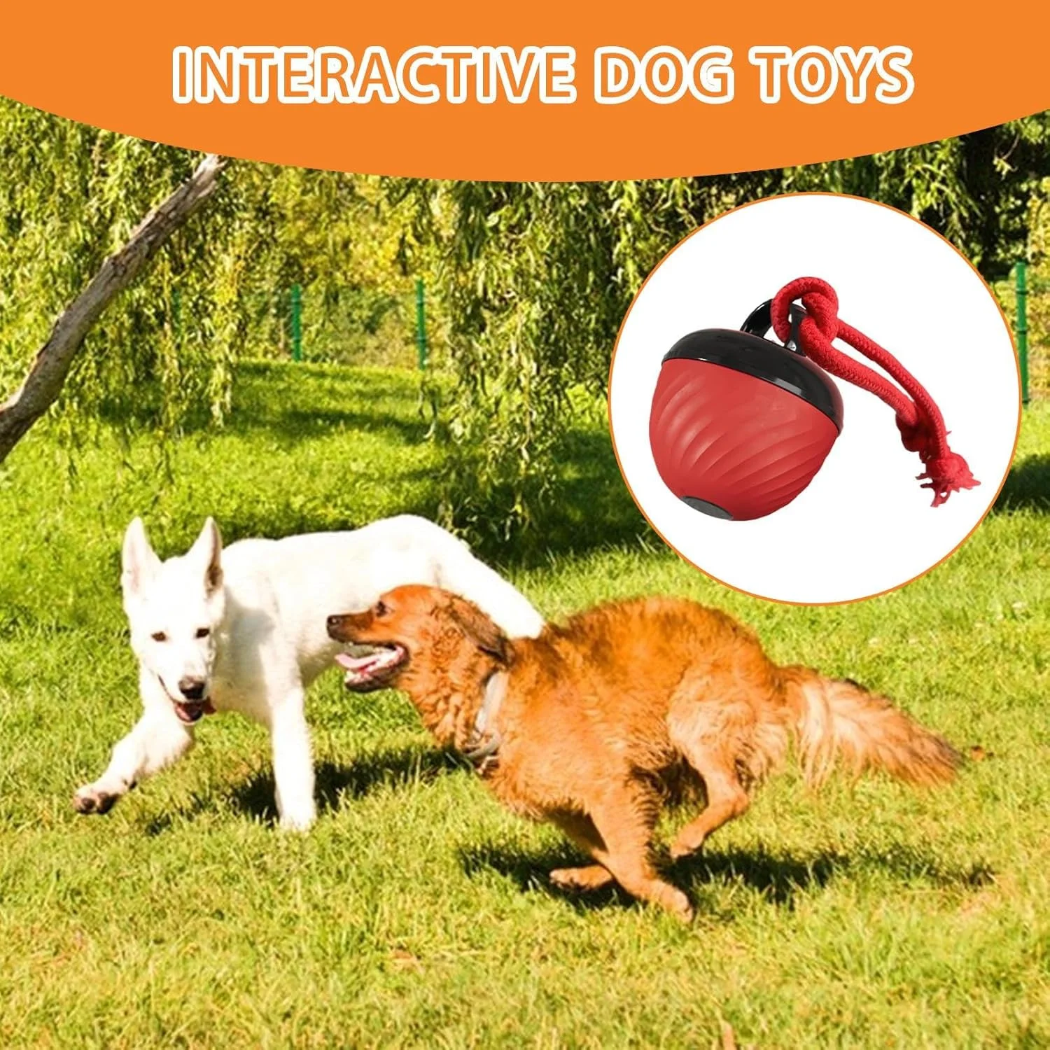 توپ تعاملی سگ | توپ غلتان حیوانات خانگی اسباب بازی دندان درآوردن | بازی تعاملی سگ با 3 حالت برای جویدن تهاجمی، دندان درآوردن، فضای باز، فضای داخلی