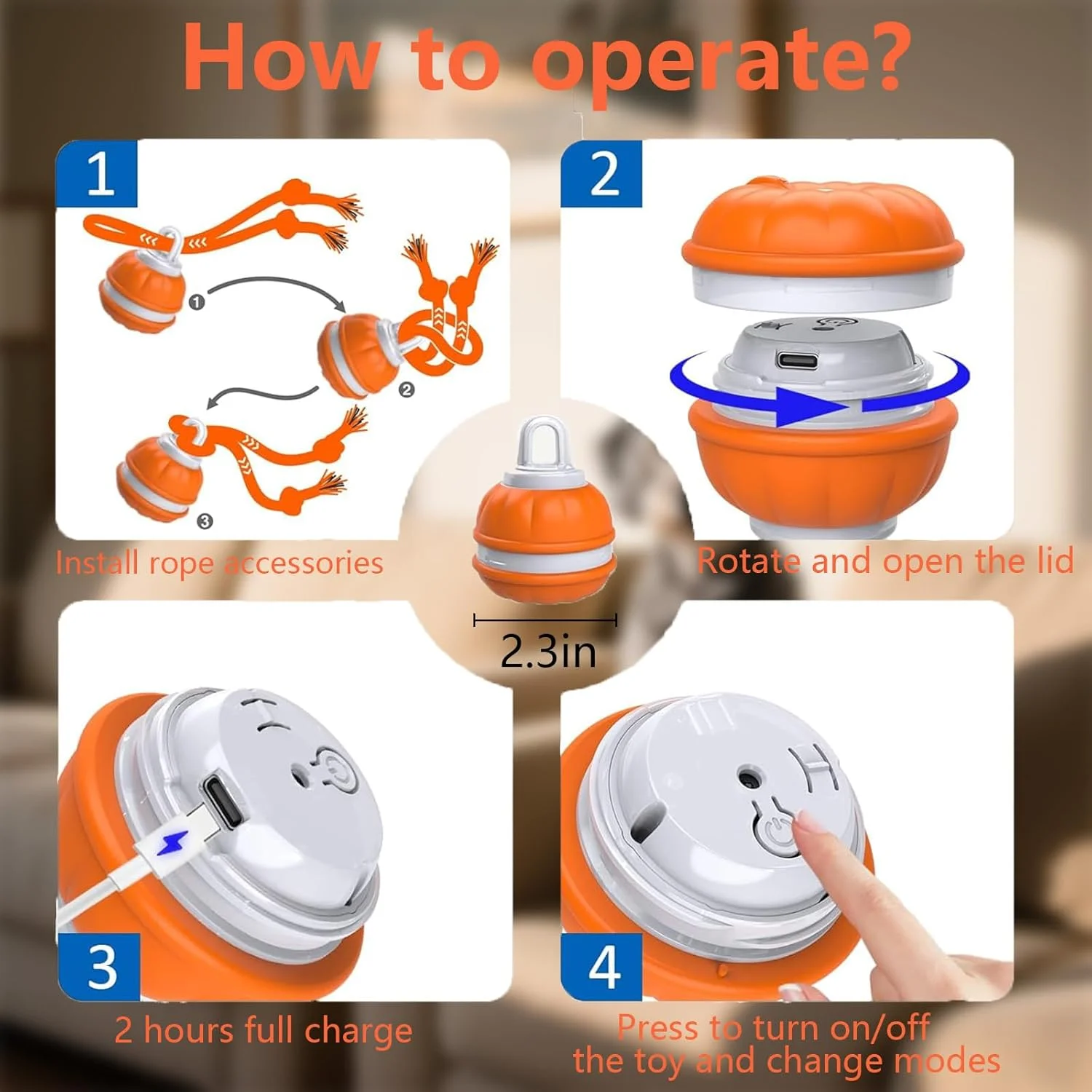 اسباب بازی های تعاملی سگ، توپ هوشمند خودکار با 3 حالت، اسباب بازی های متحرک سگ با صداهای پرنده، توپ غلتکی فعال خودکار برای سگ ها، مناسب برای سگ ها و گربه های کوچک، متوسط ​​و بزرگ