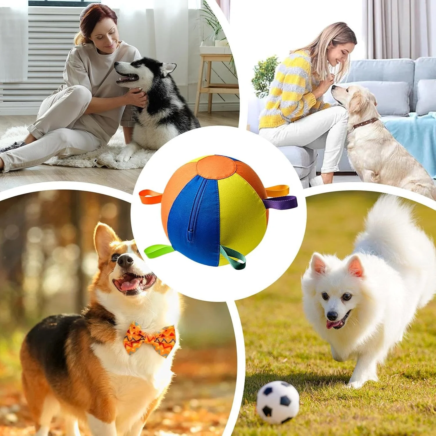 توپ بازی سگ، توپ بازی تعاملی برای سگ و توله سگ | بازی قابل حمل و ایمن برای جویدن و تمرین سگ های پرخاشگر در فضای باز، استخر آب، کریسمس و تولد