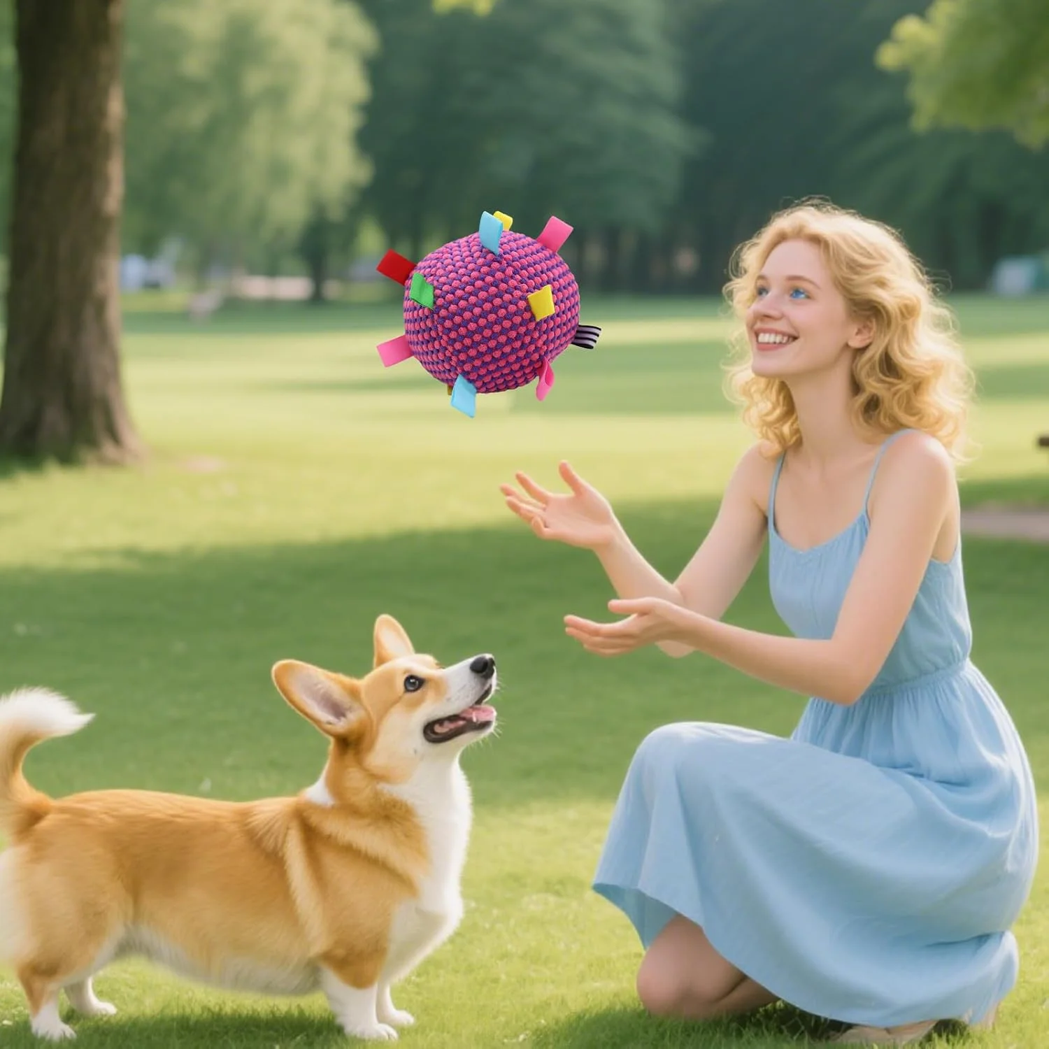 توپ تعاملی برای سگ ها - اسباب بازی توپ غلتان - لوازم حیوانات خانگی نرم و صدادار برای بازی بچه گربه در خانه، فضای باز، آموزش جویدن، بازی توله سگ، بازی گربه های داخل خانه توپ تعاملی برای سگ ها - اسباب بازی توپ غلتان - لوازم حیوانات خانگی نرم و صدادار برای بازی بچه گربه در خانه، فضای باز، آموزش جویدن، بازی توله سگ، بازی گربه های داخل خانه