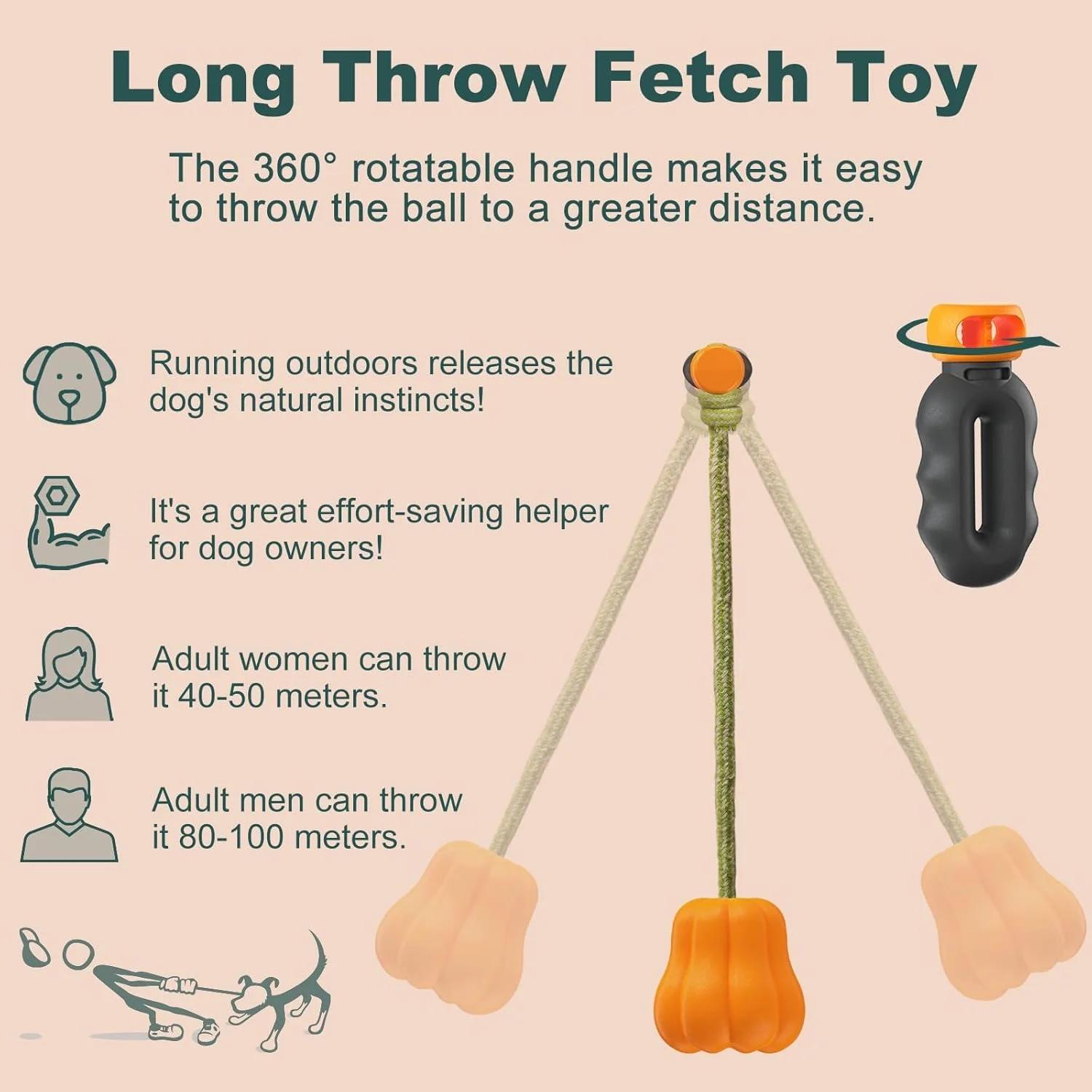 توپ بازی بی خطر سگ - توپ کدو تنبل، توپ آموزشی با طناب پرتابگر برای بازی fetch، طناب کشی، اسباب بازی تعاملی تمرین و جایزه سگ برای نژادهای بزرگ، متوسط و کوچک، اسباب بازی جویدنی لاستیکی بادوام سگ توپ بازی بی خطر سگ - توپ کدو تنبل، توپ آموزشی با طناب پرتابگر برای بازی fetch، طناب کشی، اسباب بازی تعاملی تمرین و جایزه سگ برای نژادهای بزرگ، متوسط و کوچک، اسباب بازی جویدنی لاستیکی بادوام سگ