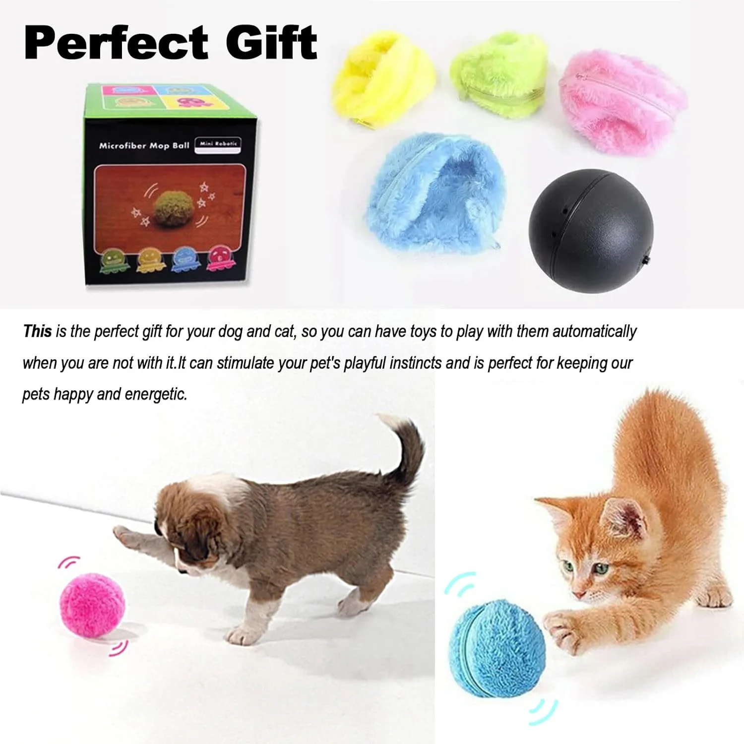 توپ غلتان جادویی سگ HavenJanny، توپ غلتان برقی پولیشی جویدنی سگ، 1 توپ با 4 روکش توپی رنگی برای اسباب بازی سگ، اسباب بازی پولیشی تمیز کننده کف با باتری برای سگ و گربه توپ غلتان جادویی سگ HavenJanny، توپ غلتان برقی پولیشی جویدنی سگ، 1 توپ با 4 روکش توپی رنگی برای اسباب بازی سگ، اسباب بازی پولیشی تمیز کننده کف با باتری برای سگ و گربه