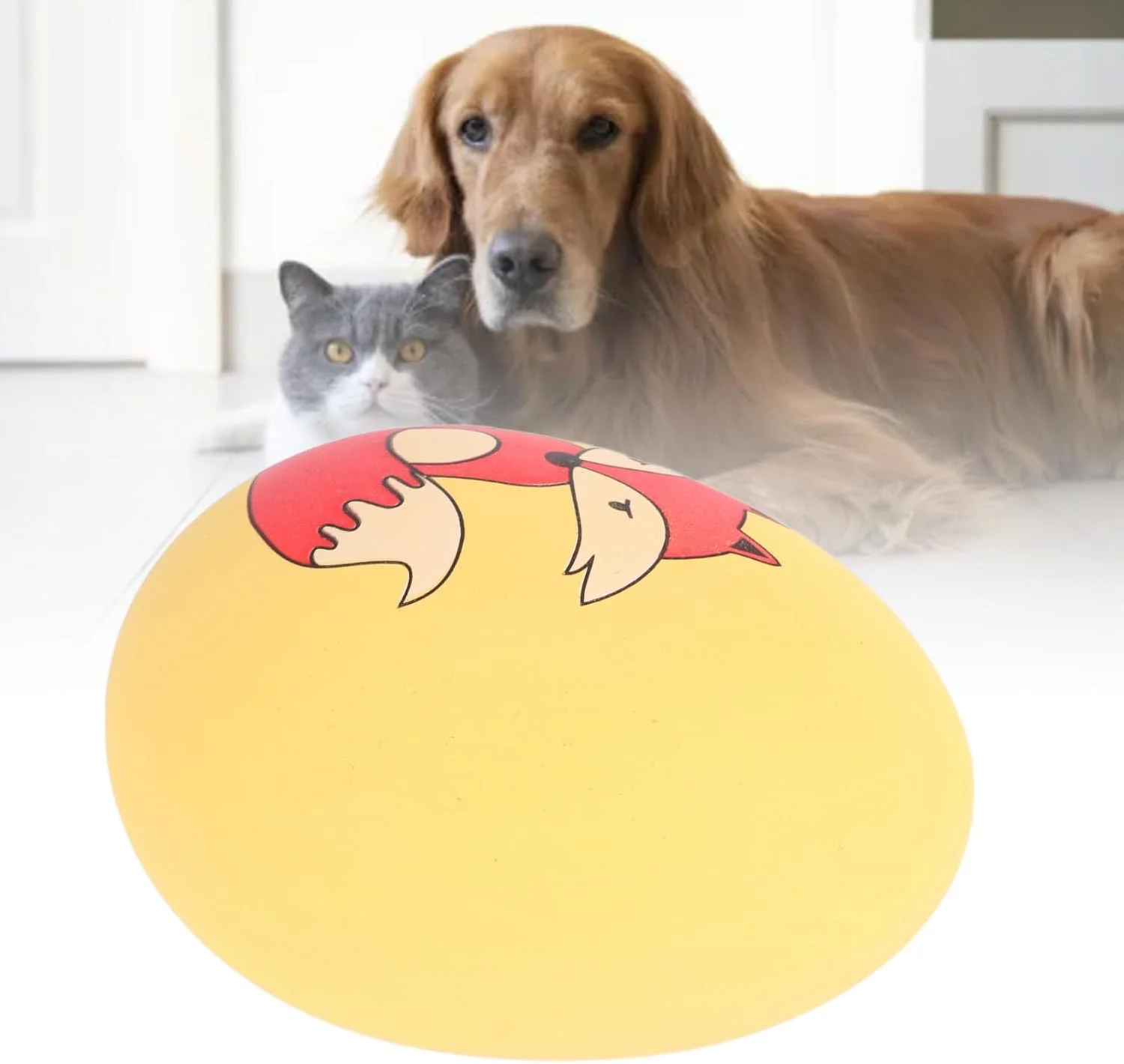 اسباب بازی توپی تخم مرغی حیوانات خانگی، توپ جستجوی تعاملی جذاب و قابل حمل برای سگ ها (زرد)