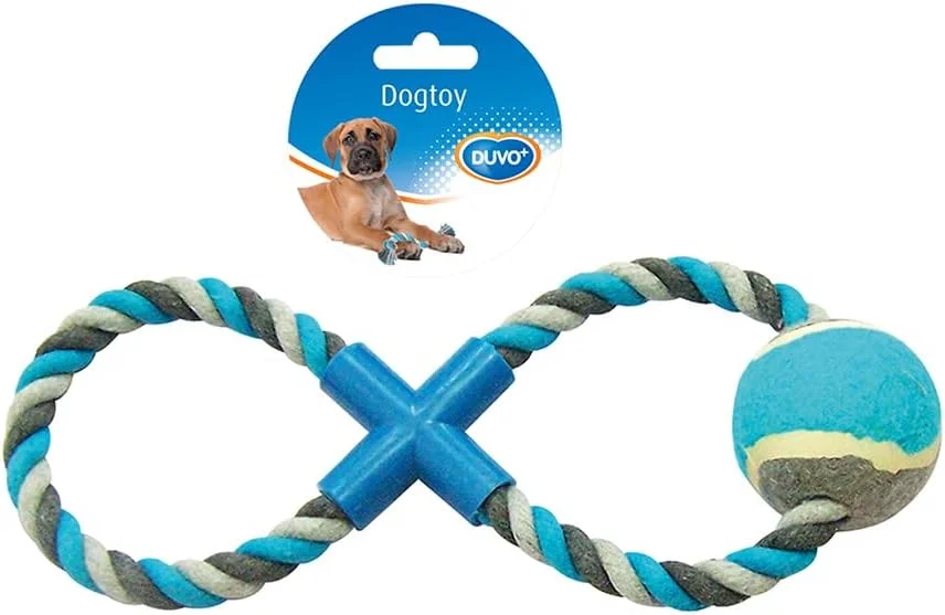 اسباب بازی طنابی گره دار Duvo+ برای سگ، طناب کشی 8 گانه با توپ تنیس اسباب بازی طنابی گره دار Duvo+ برای سگ، طناب کشی 8 گانه با توپ تنیس