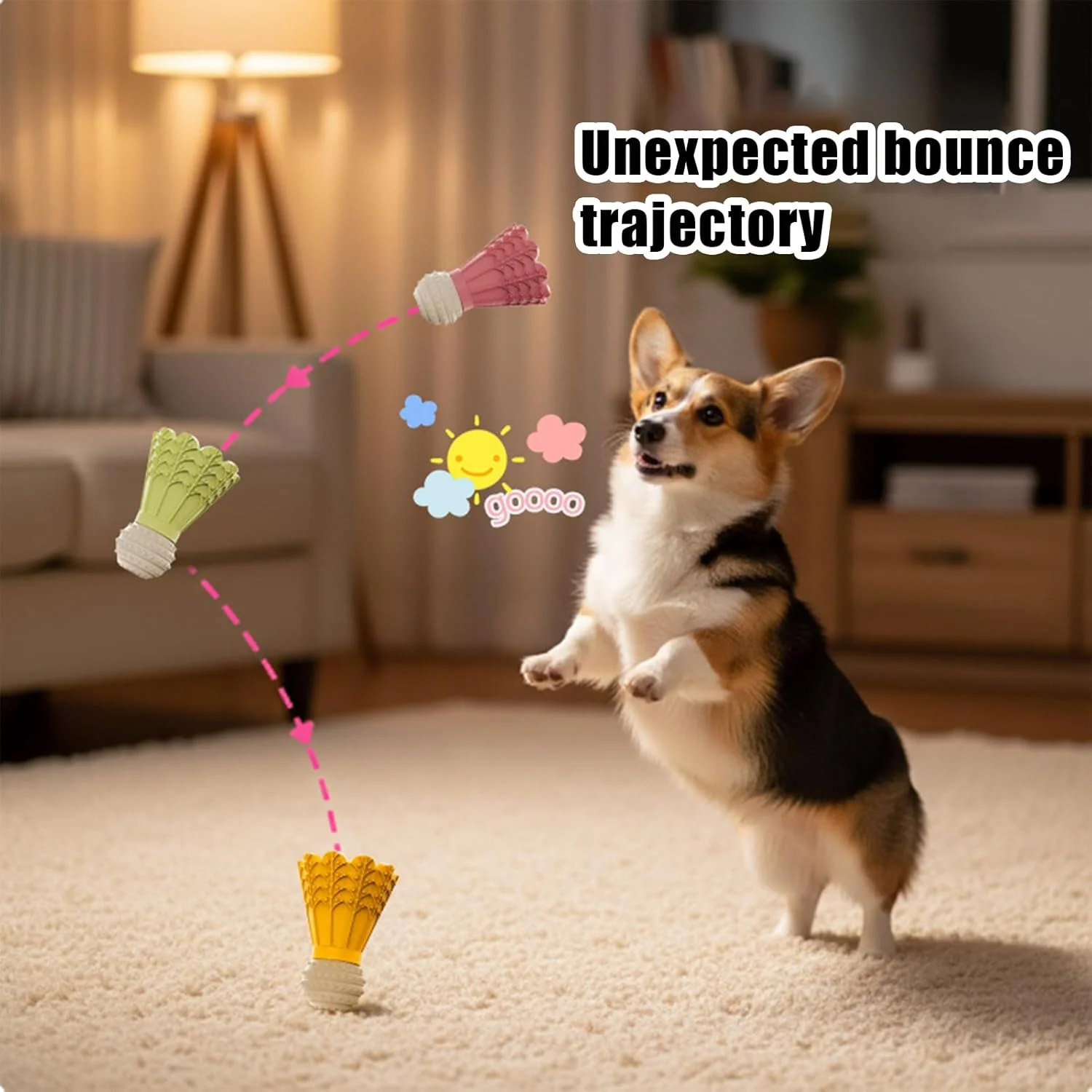 پخش کننده تشویقی سگ | لوازم حیوانات خانگی طرح بدمینتون با زنگوله | اسباب بازی غذای سگ، مناسب برای سفر، استخر، پارک، حیاط، اتاق خواب، باغ، اوقات خانوادگی در فضای داخلی و خارجی