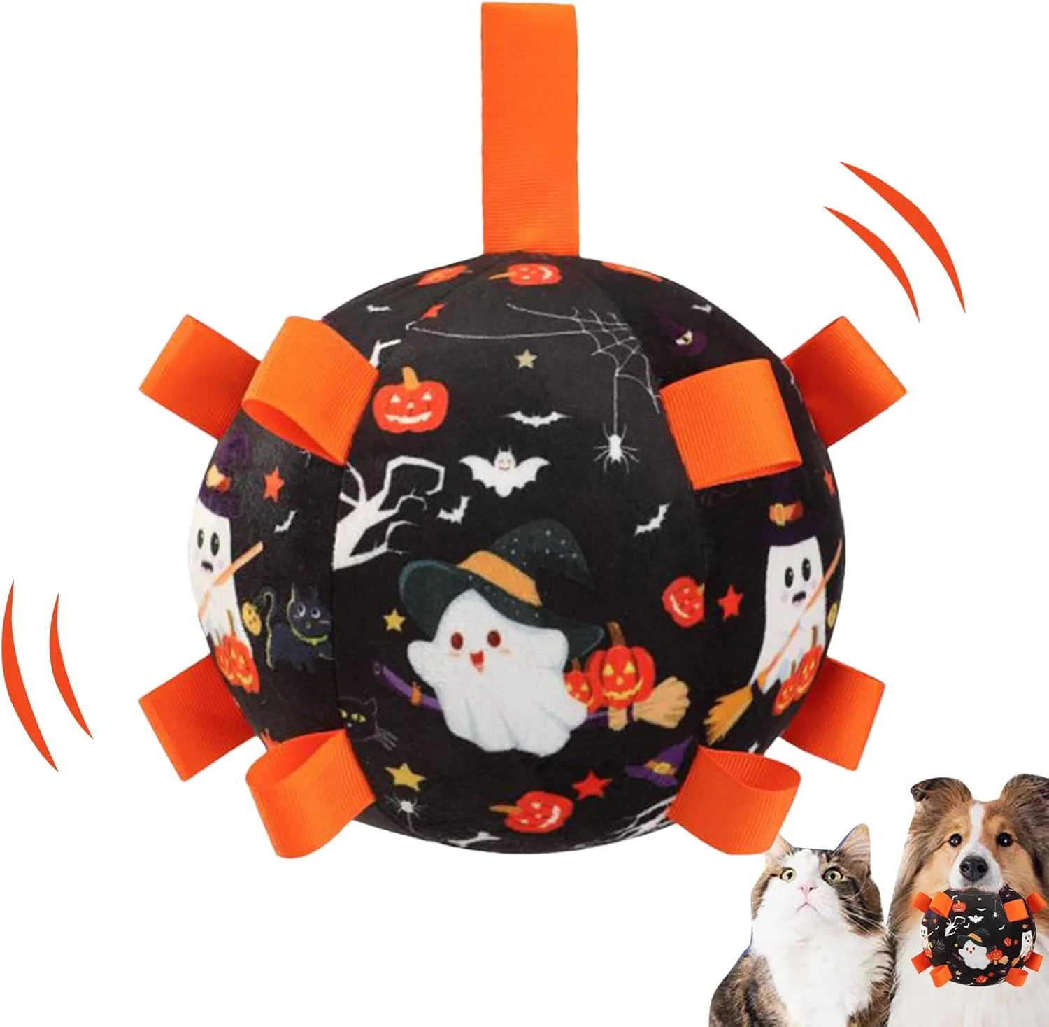 توپ برای سگ ها | توپ فوتبال حیوانات خانگی هالووین، اسباب بازی تعاملی جویدنی تهاجمی برای آموزش، تعقیب، دندان درآوردن، شکار، رفع خستگی در فضای باز و تحریک