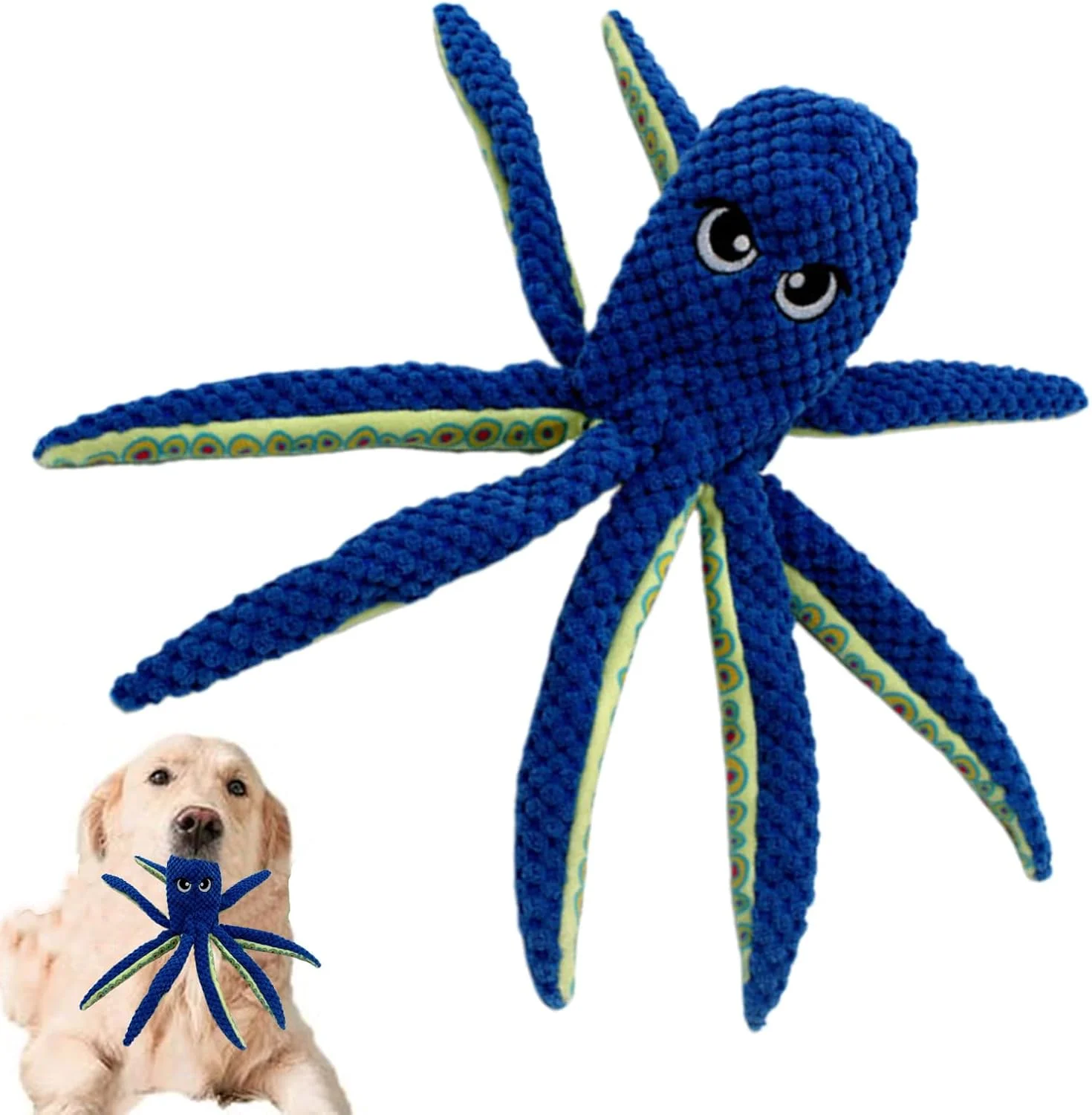 اسباب بازی کوچک سگ با صدای جیر جیر | جویدنی حیوانات خانگی به شکل اختاپوس - عروسک دندان درآوردن توله سگ - برای تمرینات کاهش استرس، طناب کشی، دندان درآوردن و جویدن تهاجمی