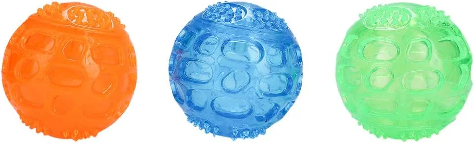 Tnfeeon توپ سوت دار سگ 3 عددی، توپ های جویدنی حیوانات خانگی، توپ های لاستیکی فنری، توپ تمیز کننده دندان های آسیاب توله سگ برای سگ های کوچک و متوسط