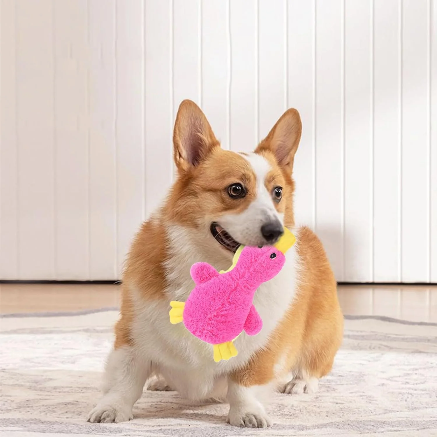 اسباب بازی جویدنی سگ، اردک چین دار نرم و مقاوم در برابر گاز گرفتن - عروسک صدادار اسباب بازی جویدنی حیوانات خانگی سگ - برای نژادهای کوچک تا بزرگ مناسب برای اتاق نشیمن، بالکن، حیاط، باغ و کمپینگ