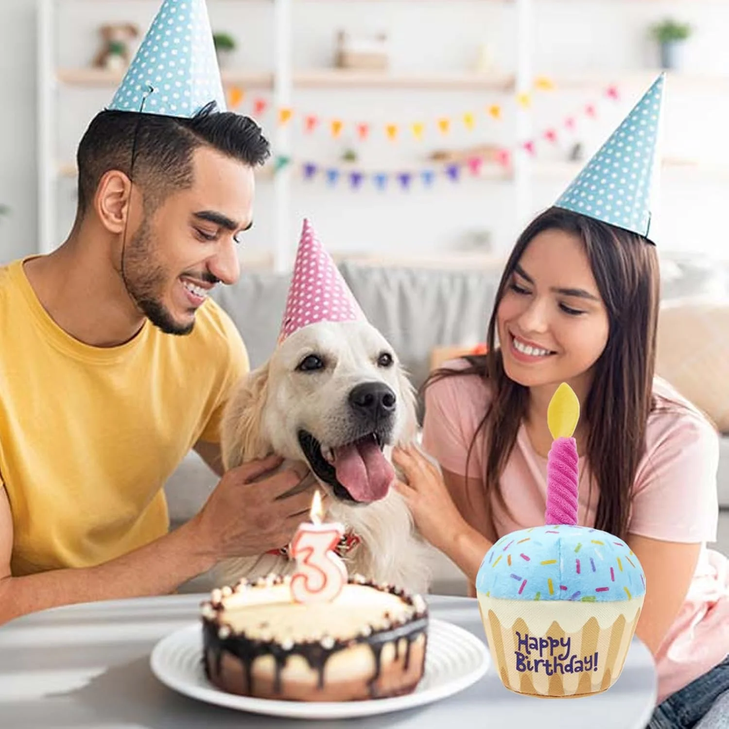 اسباب بازی تولد سگ، اسباب بازی های تعاملی پولیشی سگ برای تولد | وسایل عکسبرداری حیوانات خانگی مقاوم در برابر جویدن نرم برای جشن نژادهای بزرگ متوسط کوچک