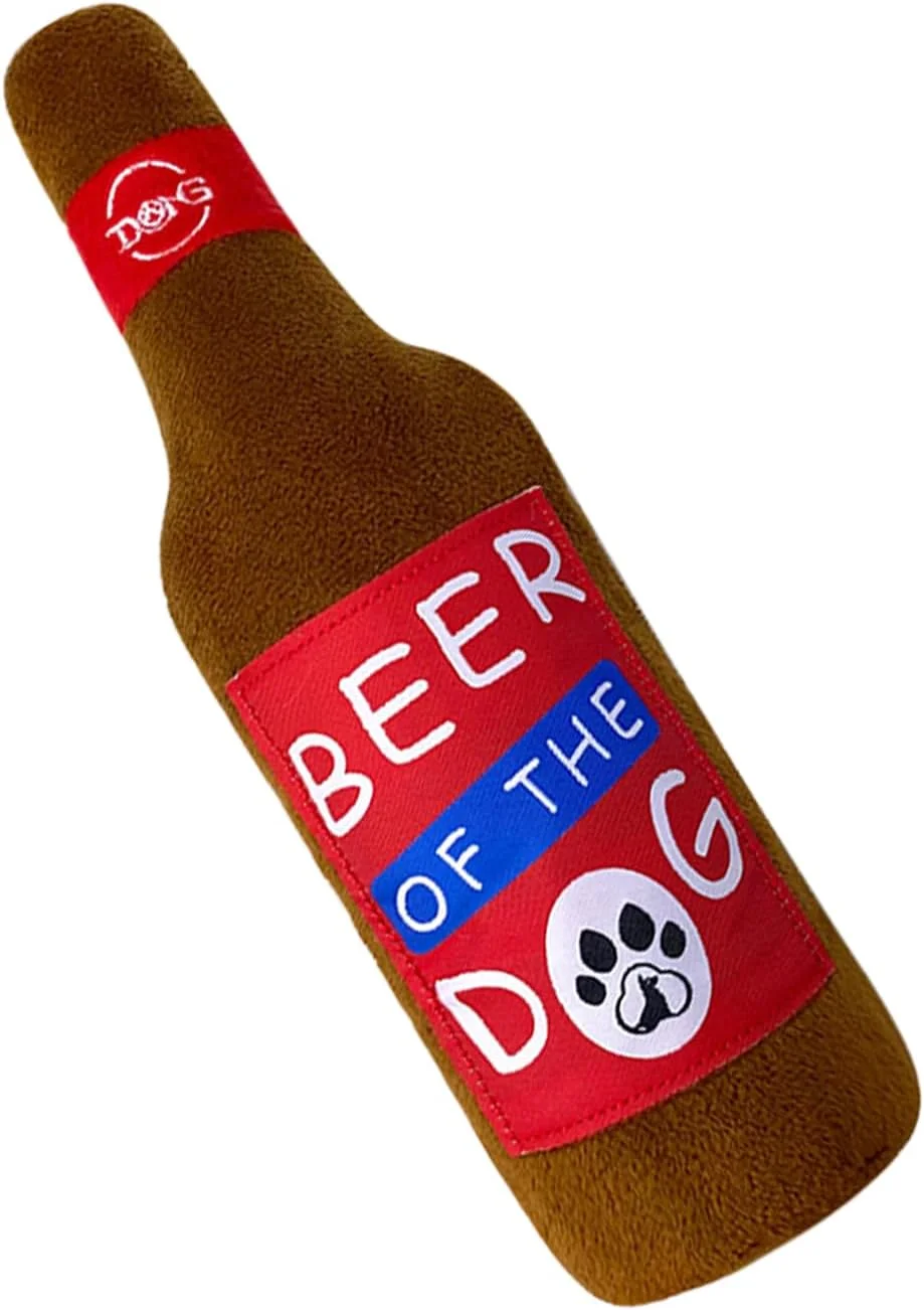 اسباب بازی سگ جیرجیر کننده | بازی به شکل بطری شراب | اسباب بازی های جویدنی سگ مخمل خواب دار - برای آموزش توله سگ، رفع بی حوصلگی، جویدن، غنی سازی فضای داخلی و خارجی