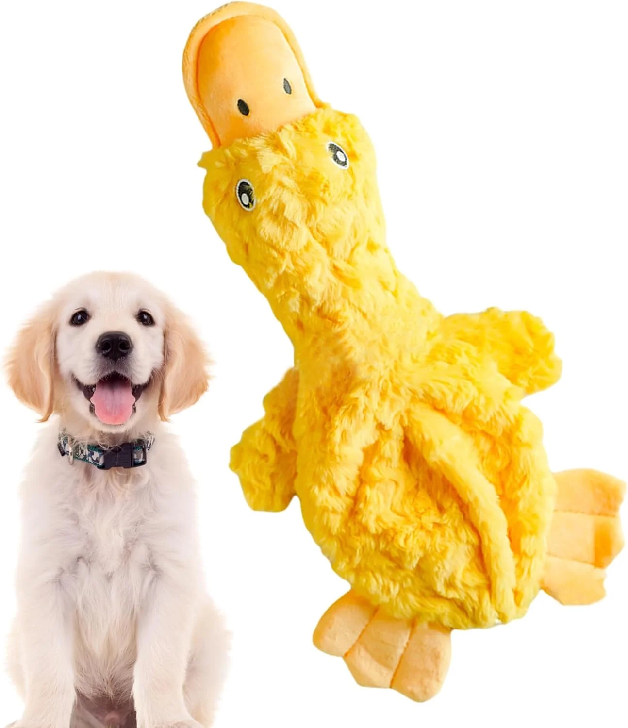 اسباب بازی سگ پولیشی - اسباب بازی جویدنی اردک پولیشی برای توله سگ - لوازم حیوانات خانگی صدادار برای سگ های کوچک، متوسط و بزرگ، بازی تعاملی صاحبان توله سگ و ایجاد پیوند، اوقات تنهایی و تحریک ذهنی