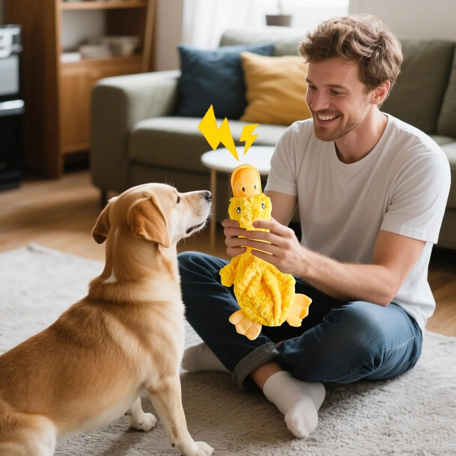 اسباب بازی سگ پولیشی - اسباب بازی جویدنی اردک پولیشی برای توله سگ - لوازم حیوانات خانگی صدادار برای سگ های کوچک، متوسط و بزرگ، بازی تعاملی صاحبان توله سگ و ایجاد پیوند، اوقات تنهایی و تحریک ذهنی