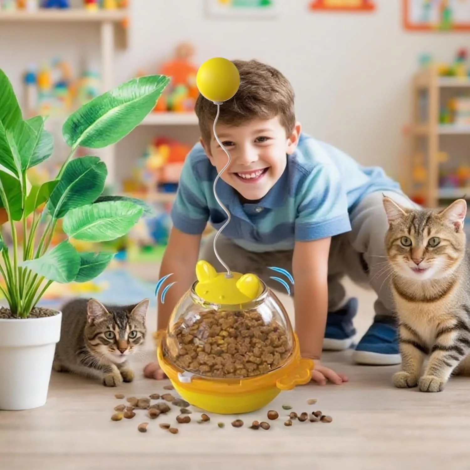 اسباب بازی پخش کننده تشویقی گربه - اسباب بازی تغذیه بچه گربه - لوازم آموزشی بازی تعاملی حیوانات خانگی برای بچه گربه ها خانه باغ بالکن اتاق خواب مطالعه اتاق نشیمن حیاط خلوت