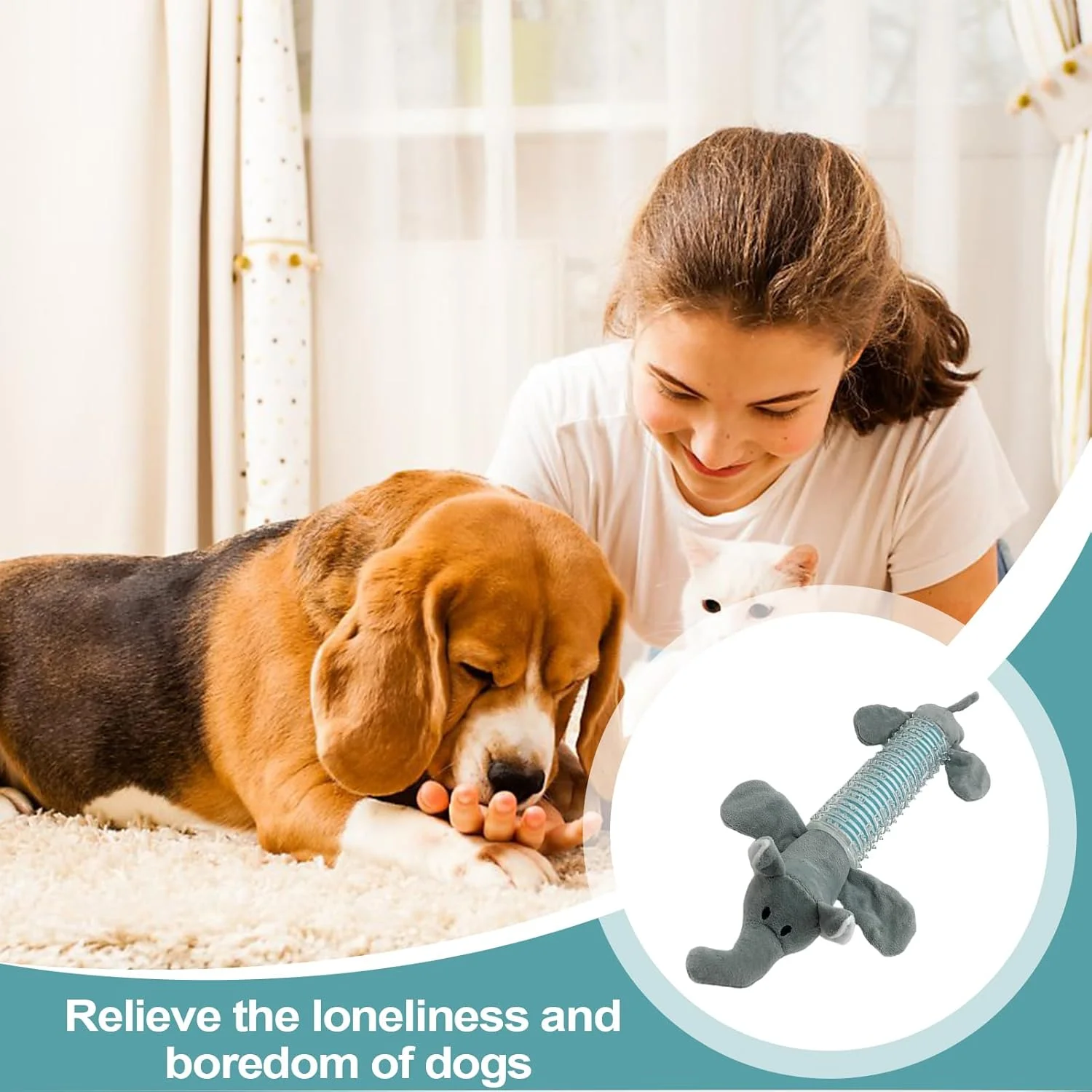 اسباب بازی سگ جیر جیر کننده | اسباب بازی سگ خرخر کننده به شکل حیوانات - پولیشی با صدای جیر جیر برای گاز گرفتن، تعقیب کردن، تمیز کردن دندان، غنی سازی ذهنی توله سگ، بازی در فضای داخلی و خارجی، مسافرت، خانه