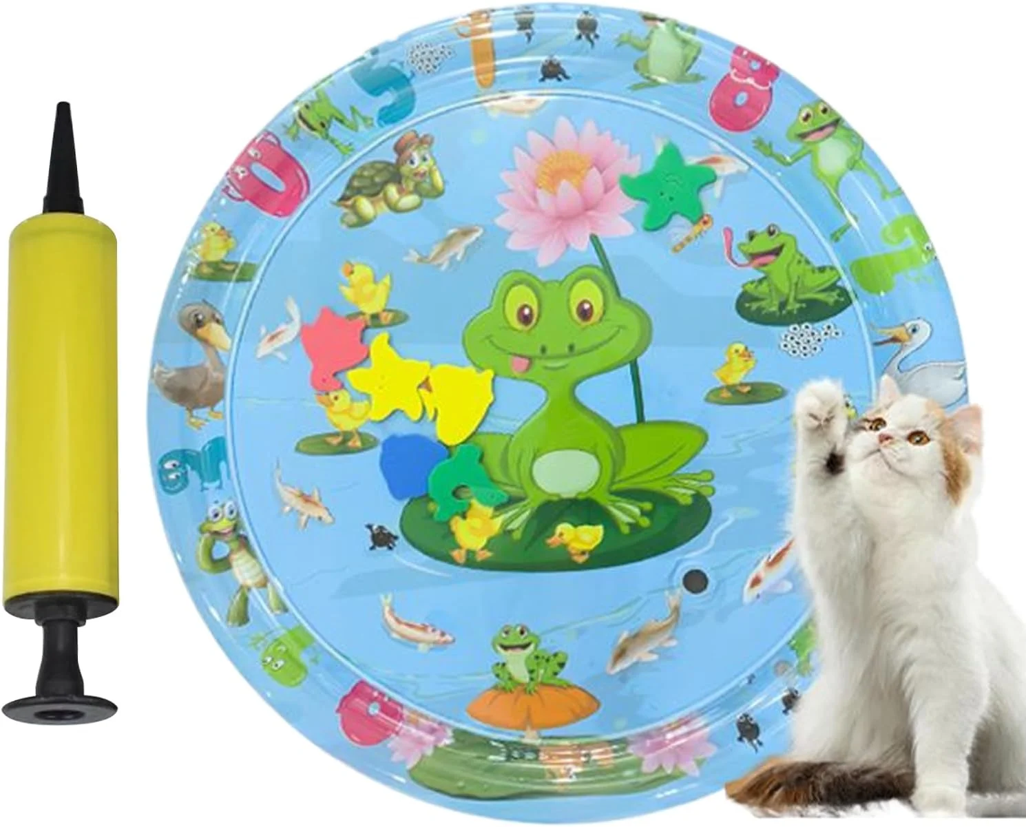 تشک حسی آب گربه - تشک گربه پر شده از آب، پد خنک کننده بادی ضخیم شده PVC ضد نشت با پمپ برای بازی حیوانات خانگی در خانه