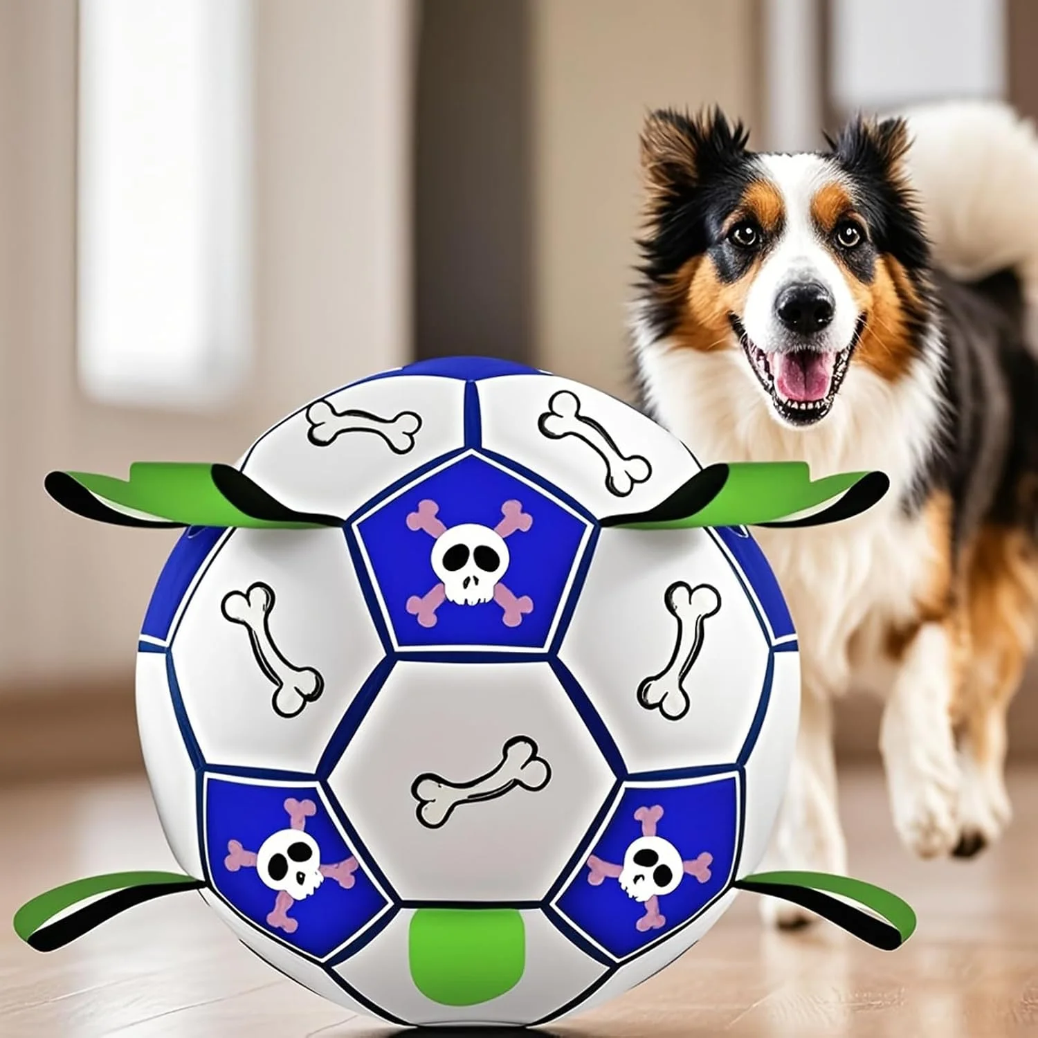 توپ بازی سگ - توپ فوتبال آموزشی سگ برای فضای باز | همراهی مقاوم و مناسب برای بازی طناب کشی حیوانات خانگی نژاد کوچک، متوسط و بزرگ در چمن، باغ و پارک
