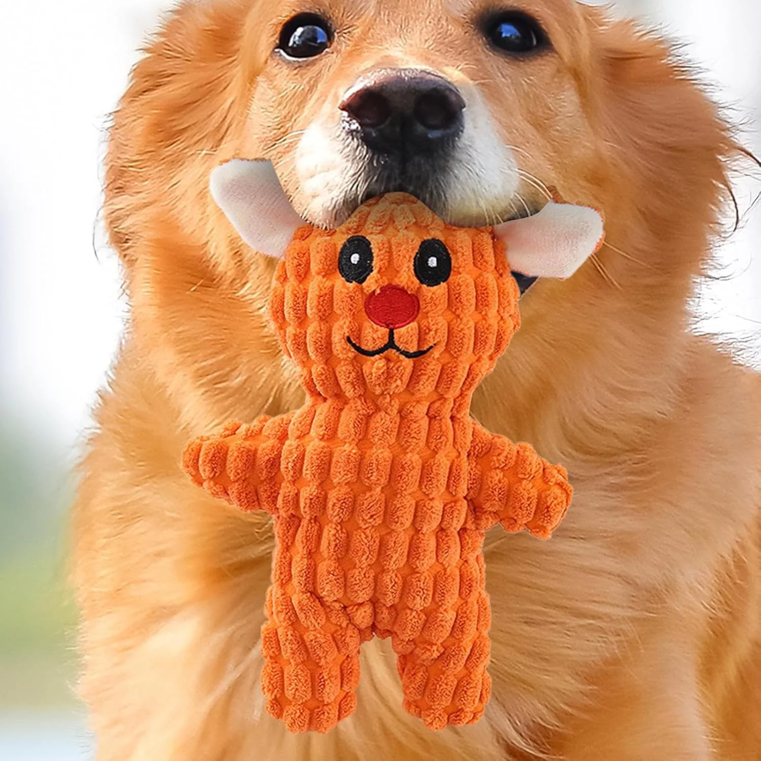 اسباب بازی سگ جیرجیر کننده، اسباب بازی نرم سگ با صدای جیرجیر - تحریک تمیز کردن دندان جویدن توله سگ برای رفع خستگی و غنی سازی، همراهی جویدن تهاجمی، آموزش و پاداش