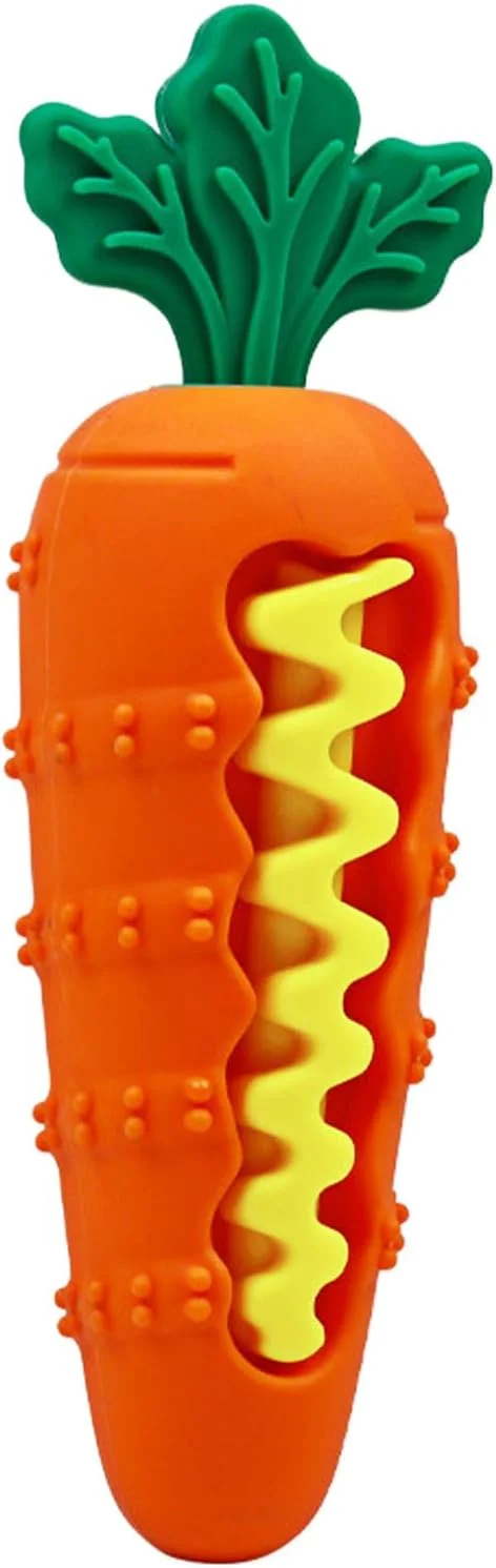 اسباب بازی تمیز کننده دندان سگ - اسباب بازی جویدنی سیلیکونی برای توله سگ، طراحی هویجی، دندان گیر تغذیه کننده آهسته برای سگ های بزرگ، متوسط و کوچک