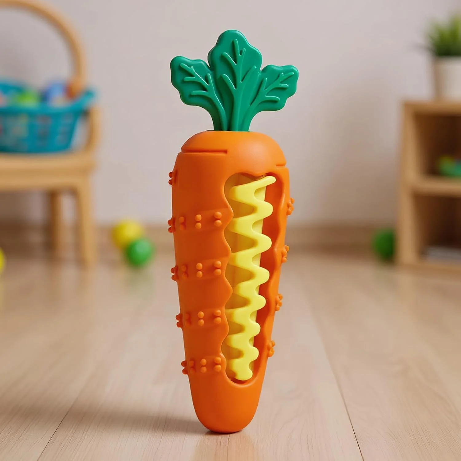 اسباب بازی تمیز کننده دندان سگ - اسباب بازی جویدنی سیلیکونی برای توله سگ، طراحی هویجی، دندان گیر تغذیه کننده آهسته برای سگ های بزرگ، متوسط و کوچک