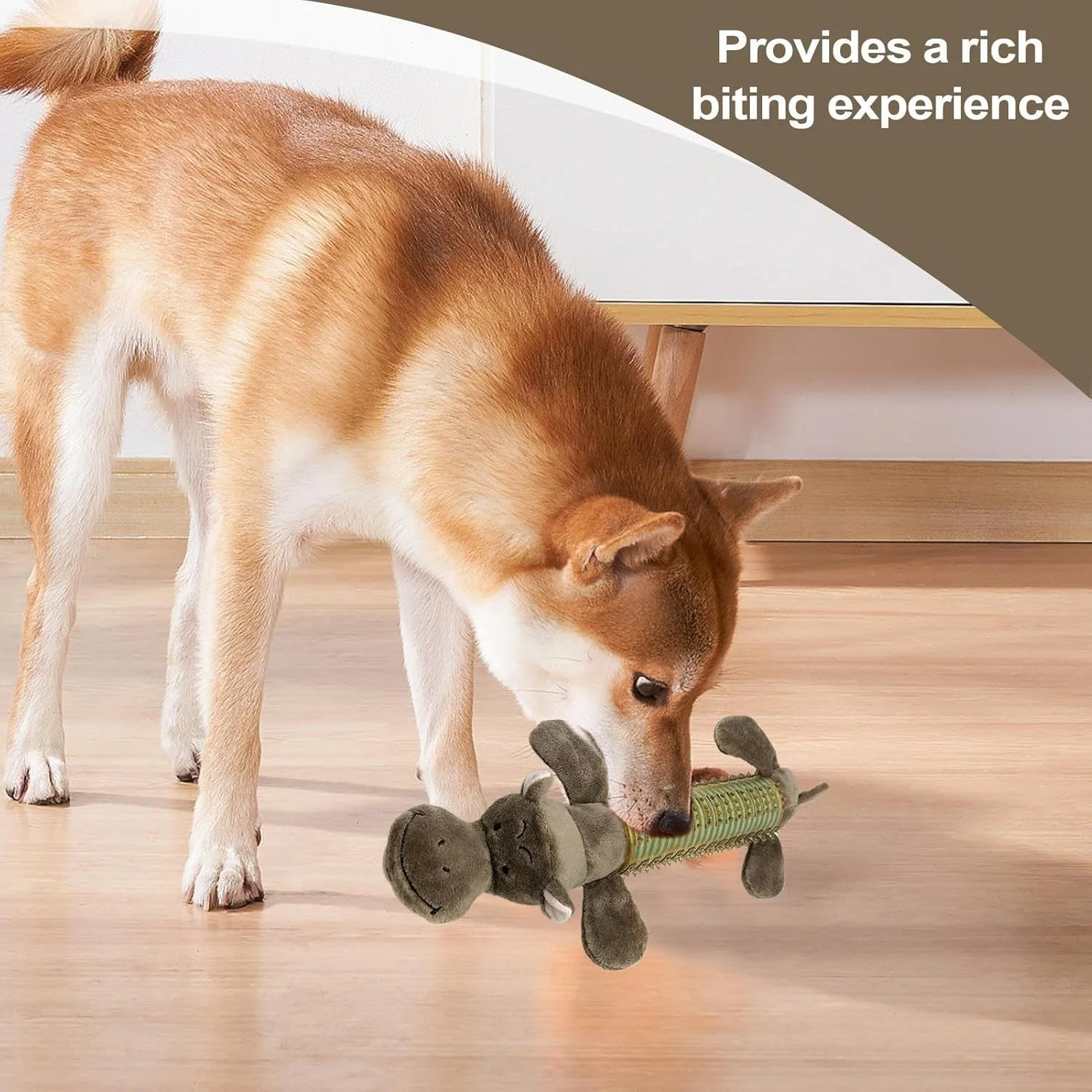 اسباب بازی سگ جیر جیر کننده - اسباب بازی های جویدنی سگ به شکل حیوانات - پولیشی با صدای جیر جیر برای تمیز کردن دندان ها، جویدن، گاز گرفتن، مناسب برای حیوانات خانگی کوچک، متوسط و بزرگ، استفاده در خانه، غنی سازی ذهنی، بازی در فضای باز و مسافرت