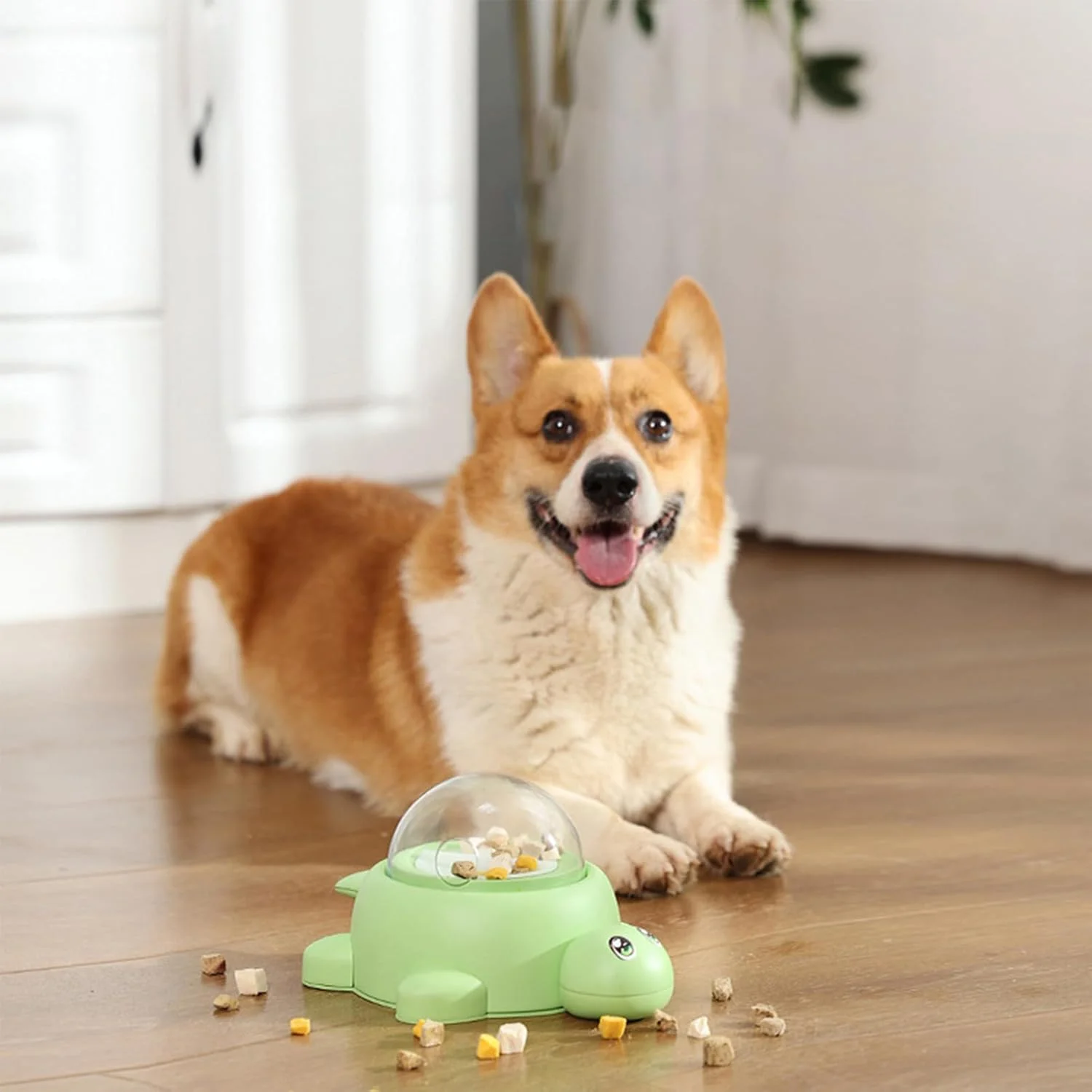 اسباب بازی پخش کننده تشویقی حیوانات خانگی طرح لاک پشت، ظرف غذای آهسته برای تحریک ذهنی و کاهش نفخ، مناسب آموزش حیوانات کوچک، گربه و پازل های داخل خانه