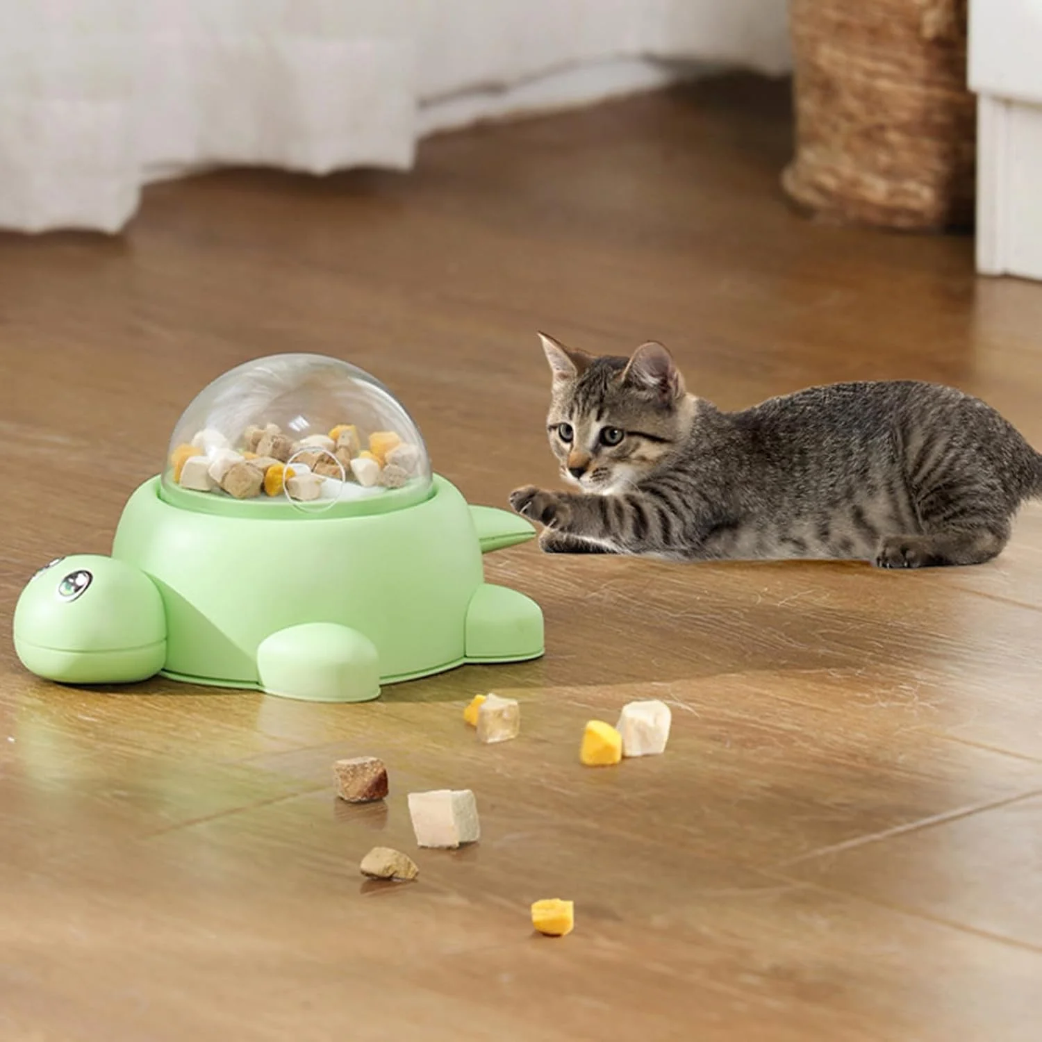 اسباب بازی پخش کننده تشویقی حیوانات خانگی طرح لاک پشت، ظرف غذای آهسته برای تحریک ذهنی و کاهش نفخ، مناسب آموزش حیوانات کوچک، گربه و پازل های داخل خانه