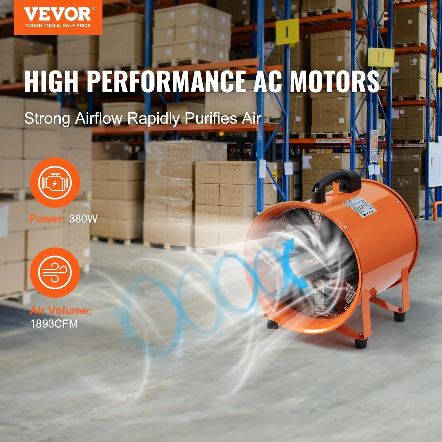 فن دمنده کاربردی قابل حمل VEVOR، 10 اینچ 380 وات 1893 CFM، فن اگزوز محوری استوانه ای سنگین با شلنگ داکت 16.4 فوتی، تهویه صنعتی برای تهویه کارگاه ها، فضای محدود فن دمنده کاربردی قابل حمل VEVOR، 10 اینچ 380 وات 1893 CFM، فن اگزوز محوری استوانه ای سنگین با شلنگ داکت 16.4 فوتی، تهویه صنعتی برای تهویه کارگاه ها، فضای محدود