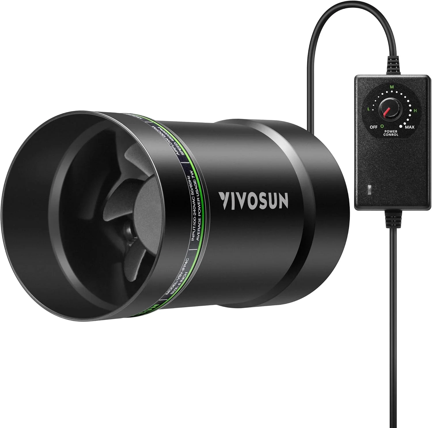 فن تقویت کننده خطی 4 اینچی VIVOSUN با تنظیم کننده سرعت، تخلیه بی صدا 130 CFM برای تهویه، چادرهای HVAC، رشد، زیرزمین، حمام، آشپزخانه، اتاق زیر شیروانی