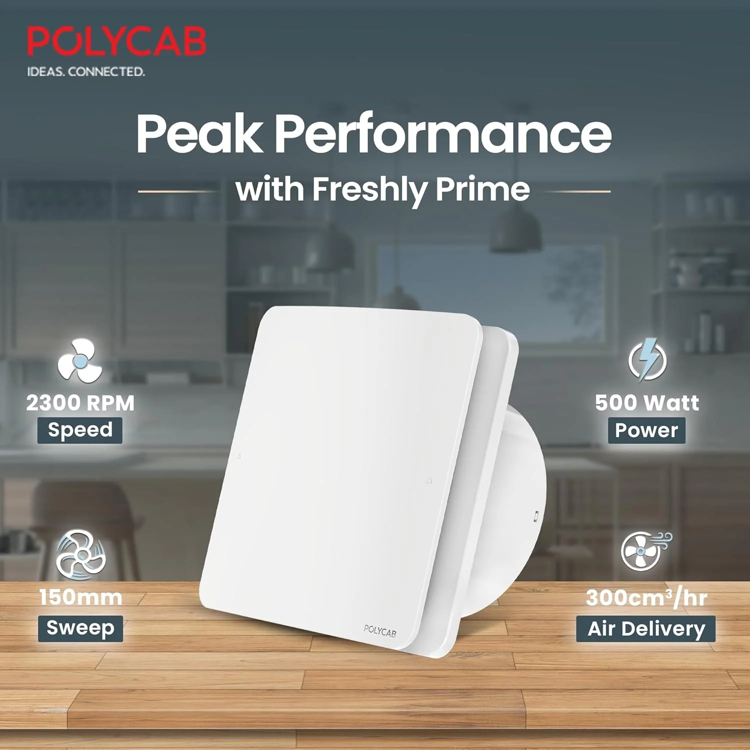 فن اگزوز کم مصرف 150 میلی متری Polycab Freshly Prime برای آشپزخانه و حمام | تهویه بی صدا، طراحی شیک و تمیز کردن آسان | سرعت بالا، موتور قدرتمند، 100% مس، 【سفید】 فن اگزوز کم مصرف 150 میلی متری Polycab Freshly Prime برای آشپزخانه و حمام | تهویه بی صدا، طراحی شیک و تمیز کردن آسان | سرعت بالا، موتور قدرتمند، 100% مس، 【سفید】