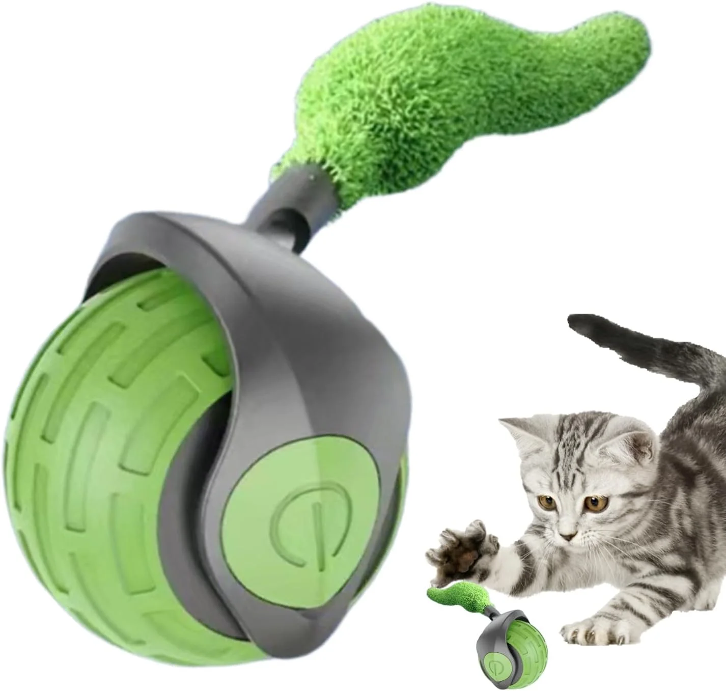 توپ بازی غلتکی گربه با دم | توپ غلتکی اتوماتیک گربه با تنظیم 2 سرعت، لوازم حیوانات خانگی برای تمرین، همراهی و سرگرمی