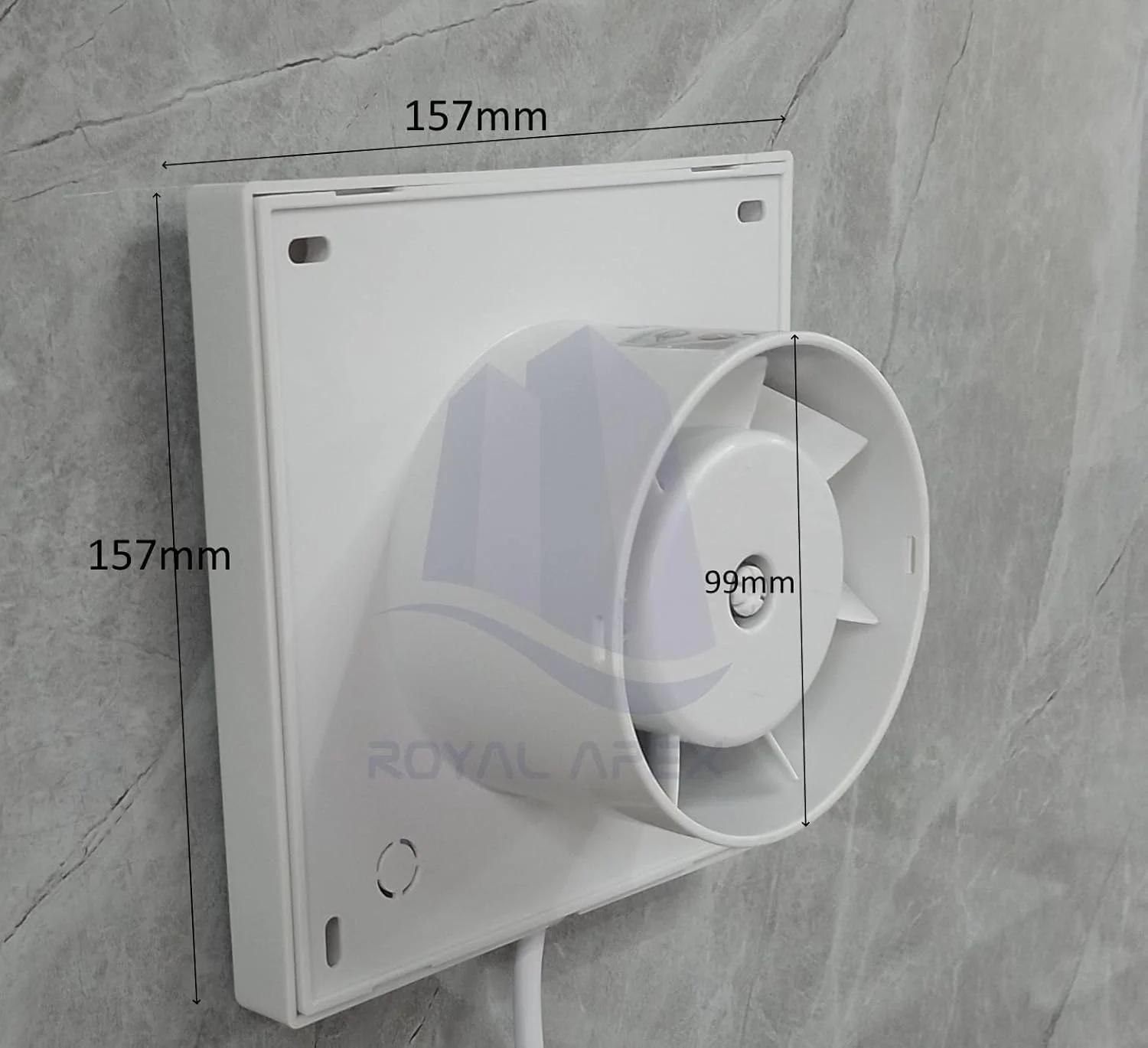 فن تهویه مطبوع ملفی 15 وات 4 اینچ - فن مربعی دیواری با توری تهویه برای خانه، دفتر، آشپزخانه و حمام