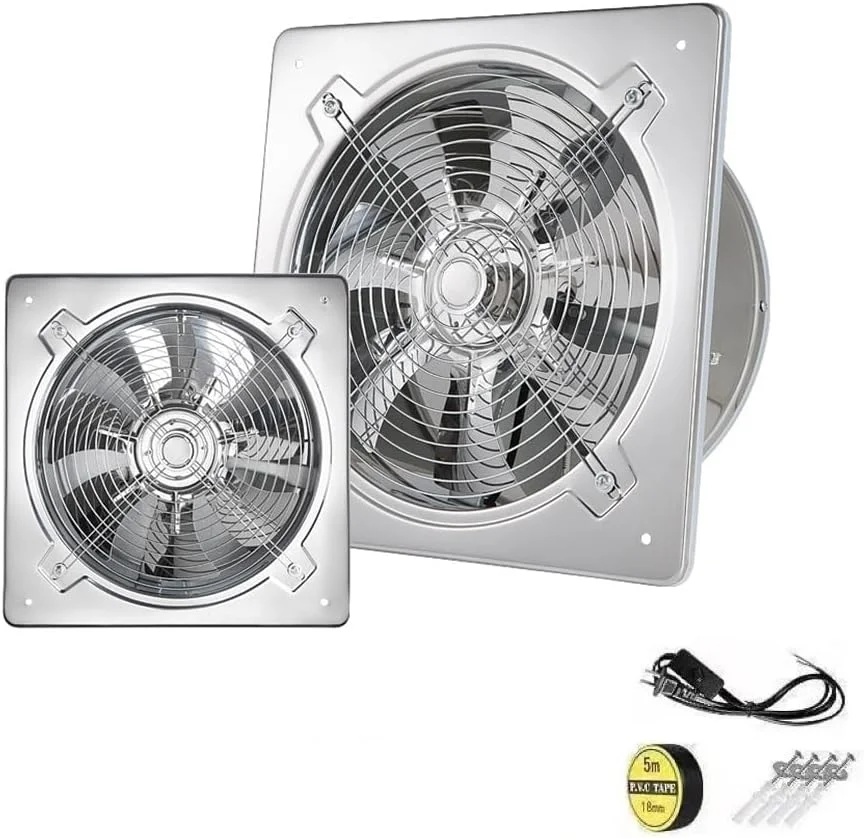 فن تهویه اگزوز JUMEIYP 100W، فن تهویه دیواری 220 ولت، فن خروج دود برای آشپزخانه، حمام، اتاق لباسشویی، توالت، گاراژ، مرکز خرید و اداره