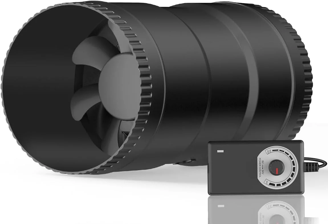 فن تقویت کننده کانالی 4 اینچی Hon&Guan با کنترل کننده سرعت - جریان هوای 130 CFM با توان فوق العاده کم 6 وات و نویز کم