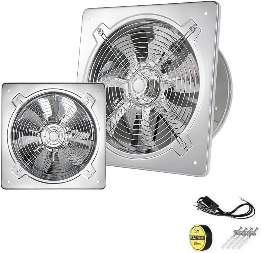 فن تهویه هوا HCLSHOP با توان 52 وات، مناسب برای نصب روی دیوار، فن تهویه 220 ولت، فن تخلیه دود برای آشپزخانه، حمام، اتاق لباسشویی، توالت، گاراژ، مرکز خرید و دفتر (8 اینچ)