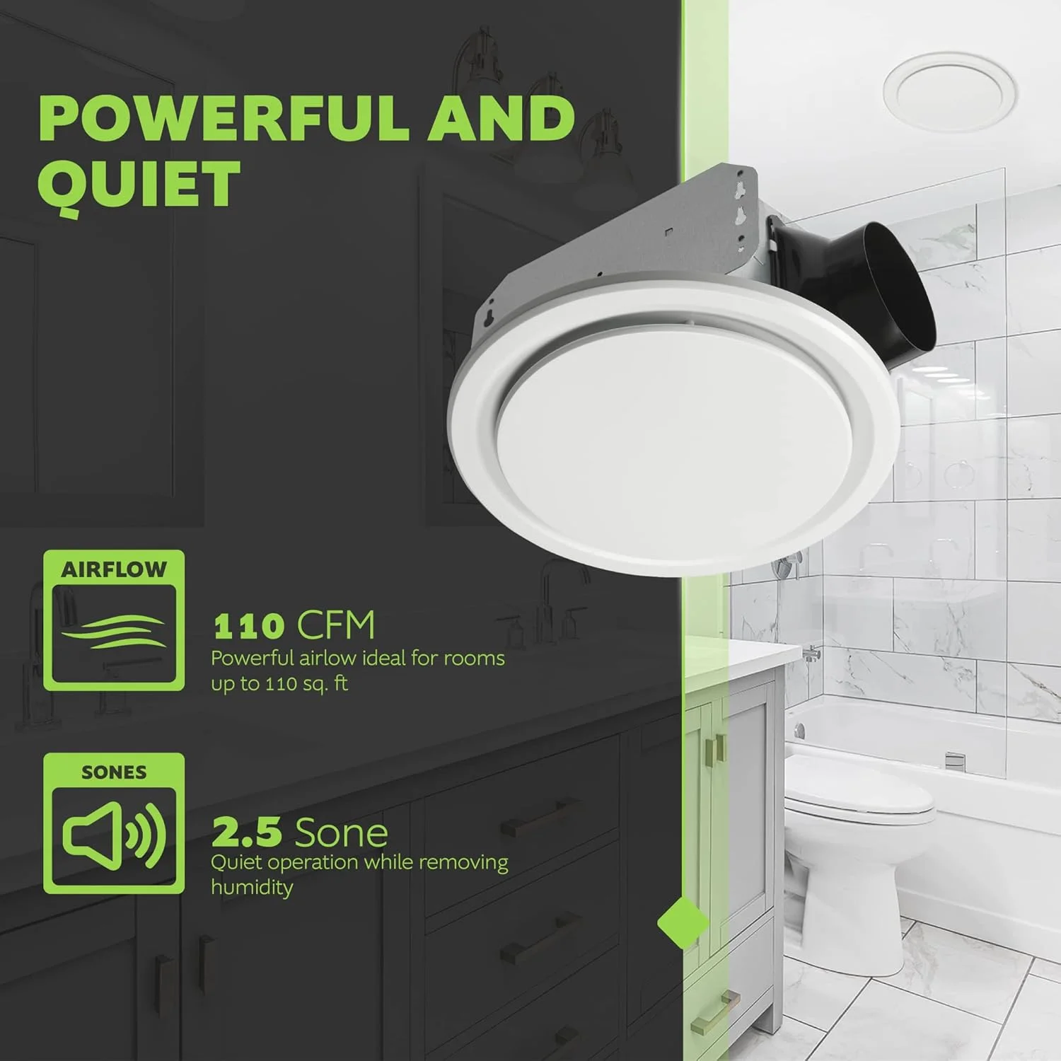 فن تهویه حمام Homewerks Worldwide 7140-110-G3، نصب سقفی، تهویه مطبوع بی صدا 2.0 Sones، 110 CFM، سفید فن تهویه حمام Homewerks Worldwide 7140-110-G3، نصب سقفی، تهویه مطبوع بی صدا 2.0 Sones، 110 CFM، سفید