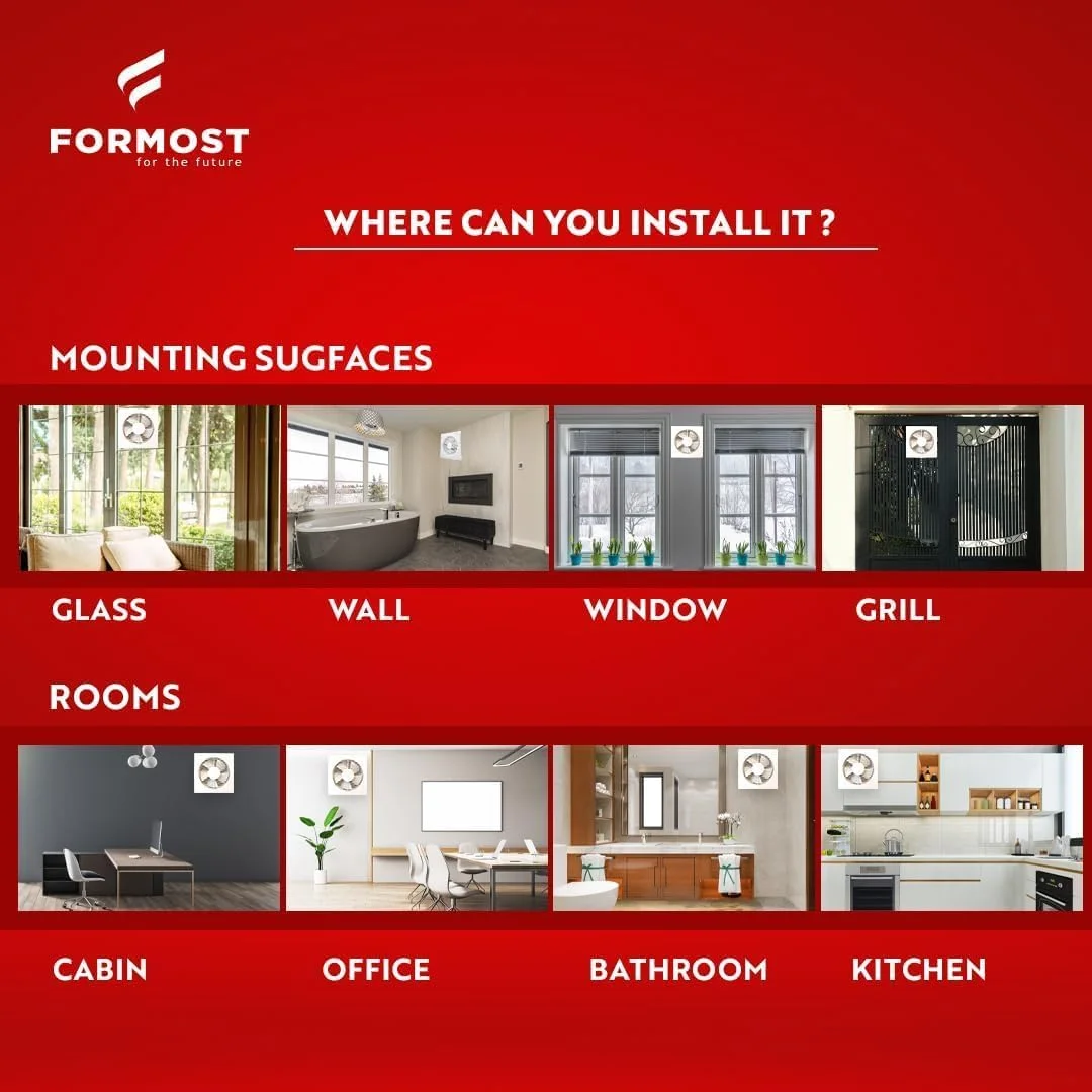 فن تهویه فورموست 200 میلی متر / 8 اینچ گرد، مناسب حمام، ساخت هند، مکش هوای قوی، ABS، ضد زنگ، برای آشپزخانه، توالت، دفتر کار (بسته 1 عددی)