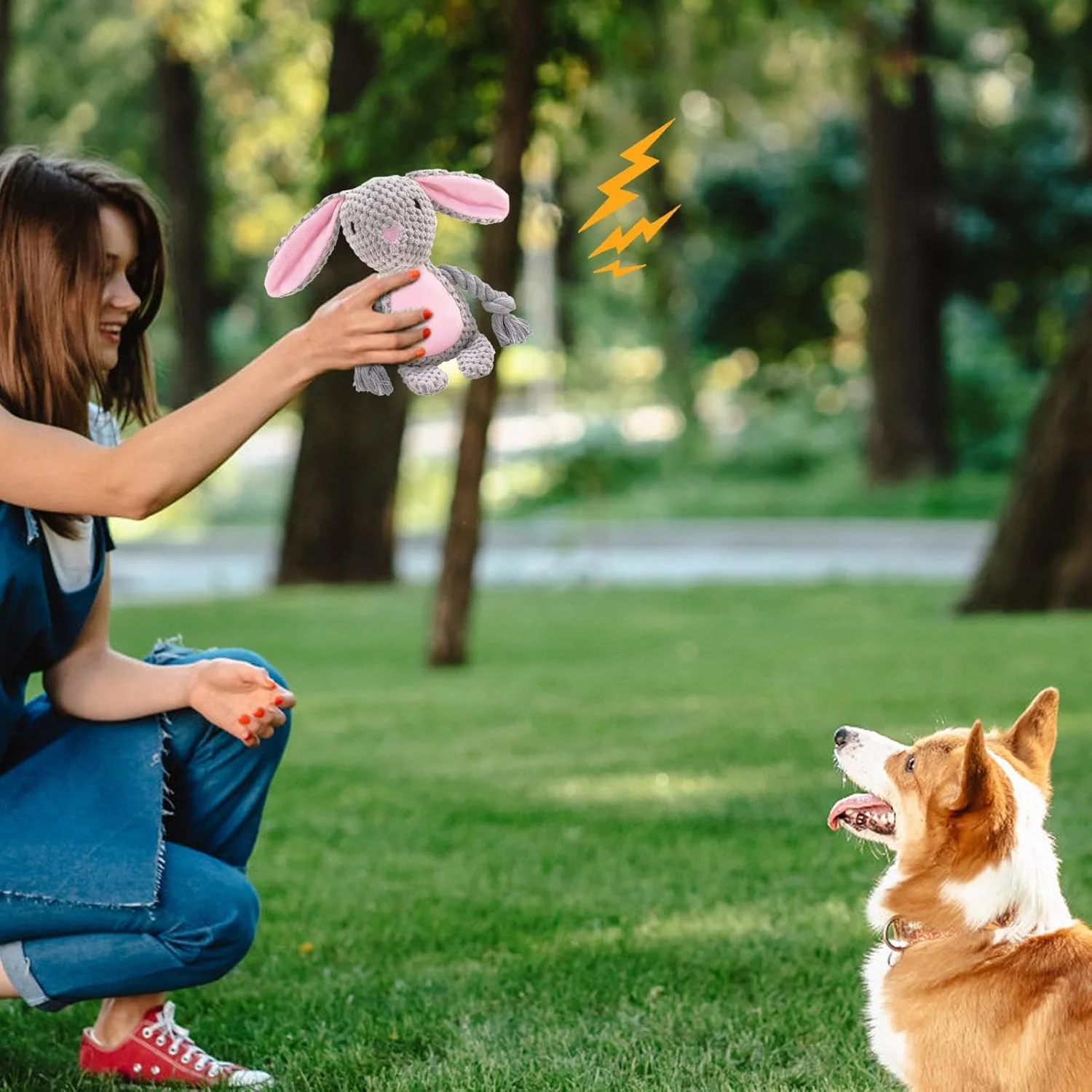 اسباب بازی های جیرجیر کننده برای سگ ها | اسباب بازی های جویدنی توله سگ پر شده - فعالیت های غنی سازی تعاملی برای آموزش، بازی fetch، فضای داخلی، حیاط خلوت، پارک، کمپینگ و اوقات تنهایی