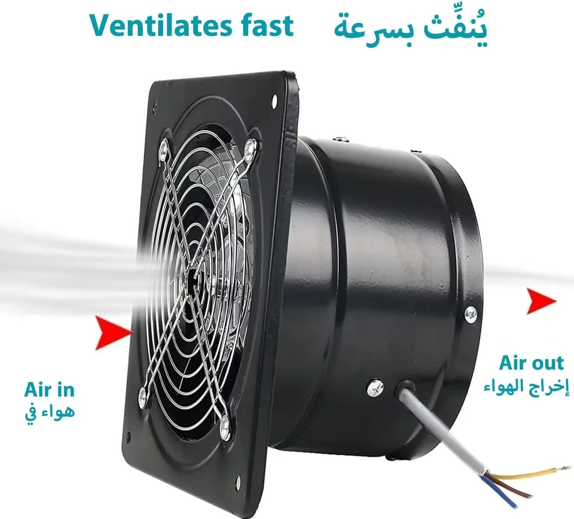 فن تهویه 25.4 سانتی متری فلزی، فن مکنده 100 واتی با قدرت هوادهی 695CFM، نصب از طریق دیوار، تهویه دود برای آشپزخانه، حمام، لباسشویی، گاراژ، مشکی، با دمپر ضد برگشت هوا فن تهویه 25.4 سانتی متری فلزی، فن مکنده 100 واتی با قدرت هوادهی 695CFM، نصب از طریق دیوار، تهویه دود برای آشپزخانه، حمام، لباسشویی، گاراژ، مشکی، با دمپر ضد برگشت هوا