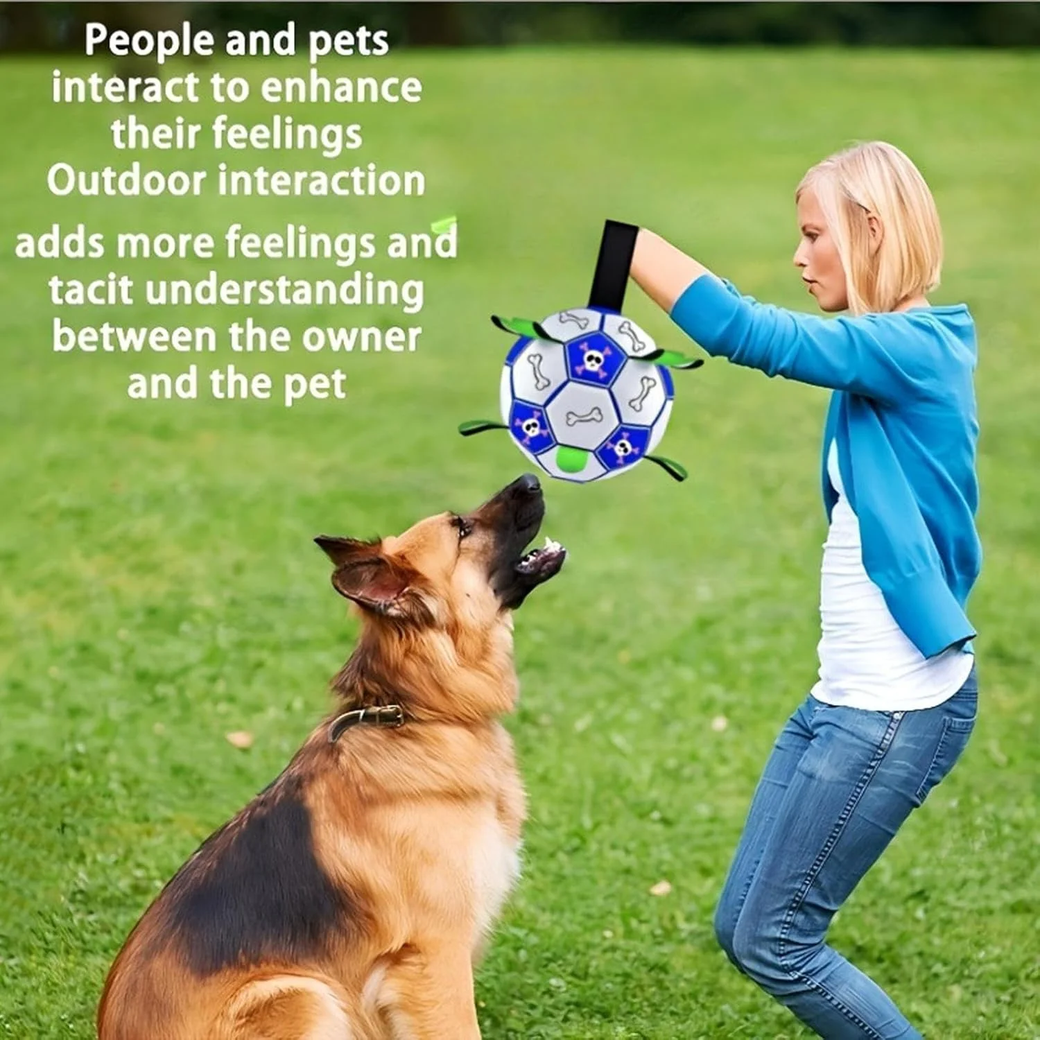 توپ فوتبال سگ، توپ فوتبال چوپانی سگ در فضای باز، اسباب بازی همراه حیوانات برای نژادهای کوچک متوسط بزرگ، مناسب بازی در چمن، باغ و پارک