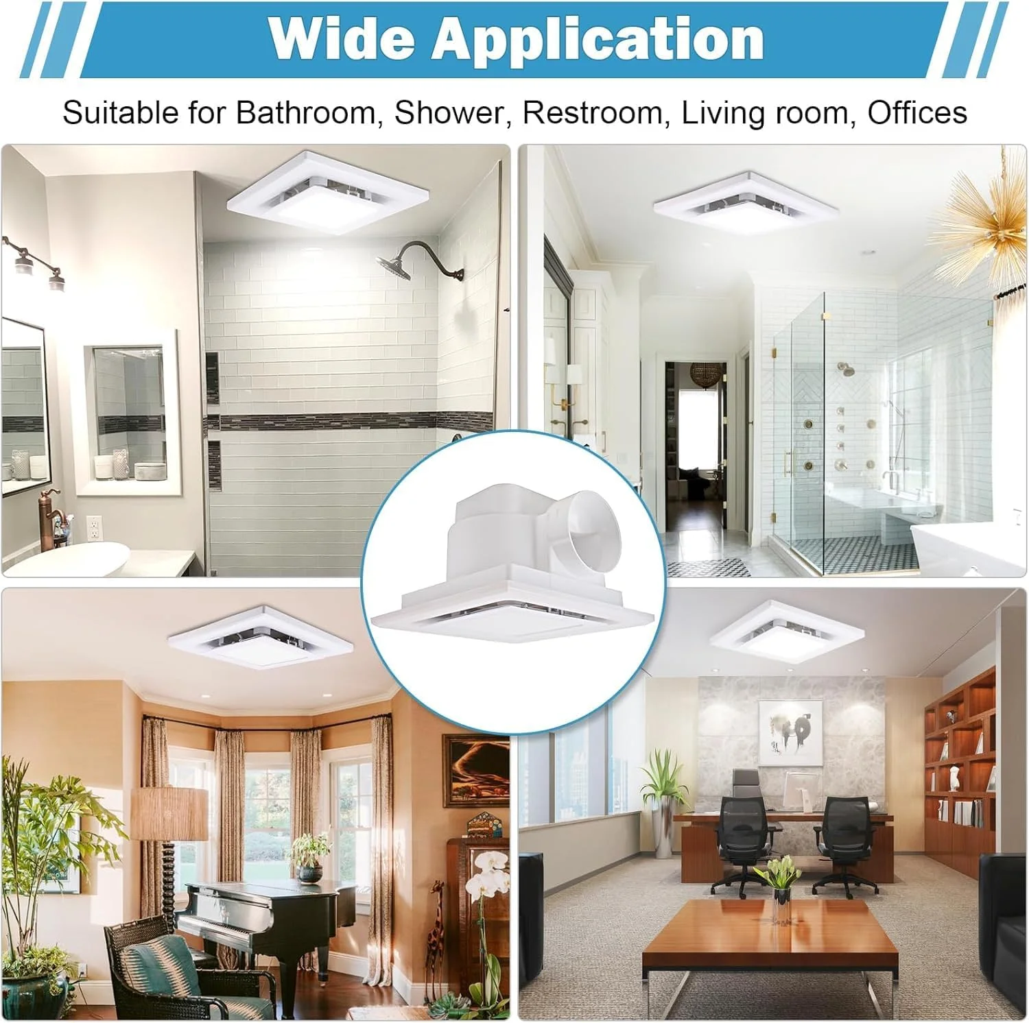 فن تهویه مربعی حمام HELEE با چراغ LED، 110 CFM 1.0 Sones فن حمام بی صدا، موتور قدرتمند 35 واتی برای تهویه موثر، نصب آسان فن تهویه با نور برای حمام، آشپزخانه، خانه فن تهویه مربعی حمام HELEE با چراغ LED، 110 CFM 1.0 Sones فن حمام بی صدا، موتور قدرتمند 35 واتی برای تهویه موثر، نصب آسان فن تهویه با نور برای حمام، آشپزخانه، خانه