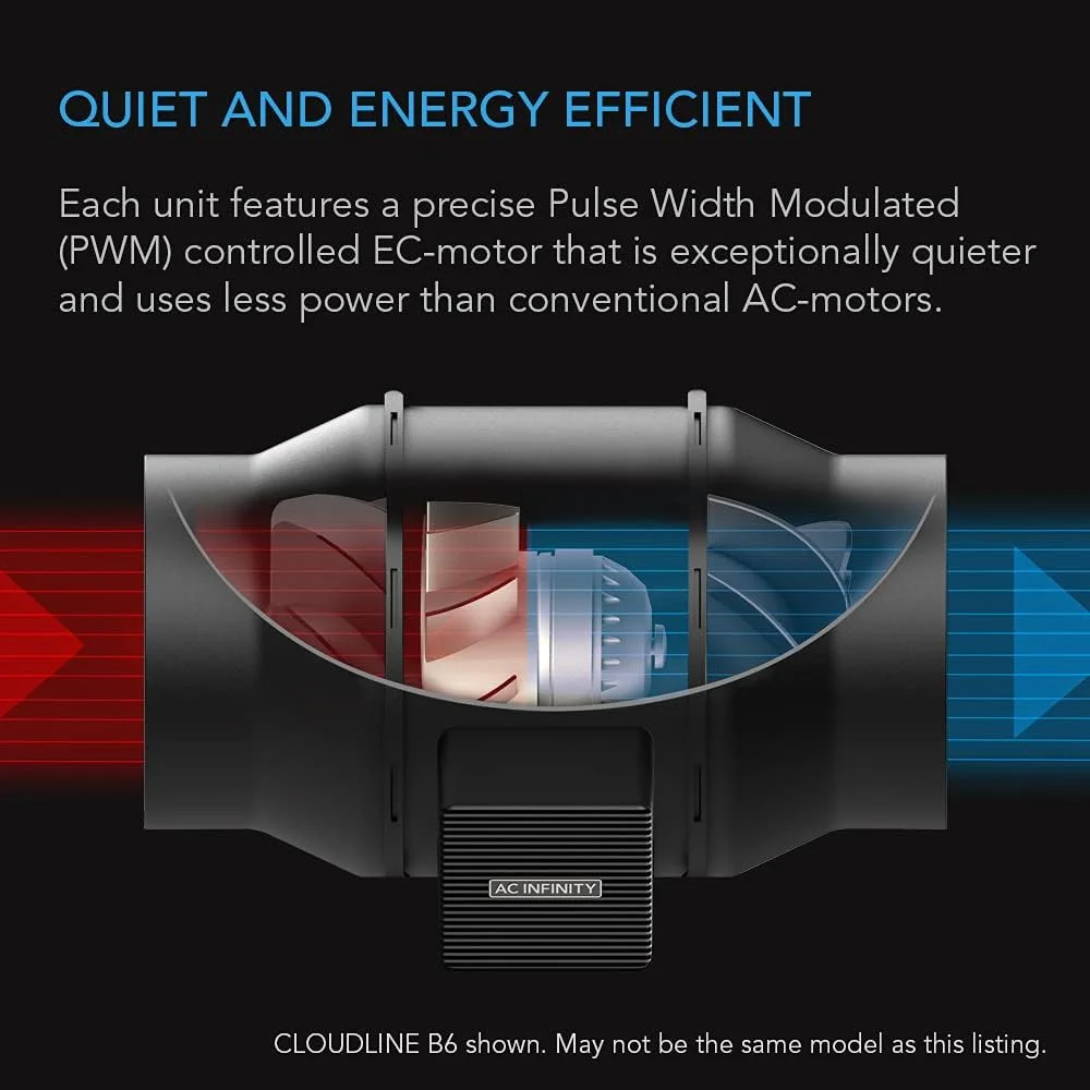 فن کانالی بی صدا 4 اینچی AC Infinity CLOUDLINE LITE A4 با کنترلر سرعت، موتور EC - فن اگزوز تهویه برای تقویت سرمایش گرمایش، چادرهای رشد، هیدروپونیک فن کانالی بی صدا 4 اینچی AC Infinity CLOUDLINE LITE A4 با کنترلر سرعت، موتور EC - فن اگزوز تهویه برای تقویت سرمایش گرمایش، چادرهای رشد، هیدروپونیک