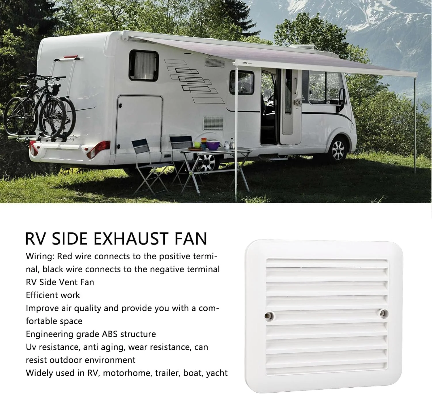 فن خروجی هوای جانبی RV، فن دریچه جانبی 12 ولت RV با ابعاد 5.51x5.12 اینچ، فن تخلیه تهویه هوا برای خانه متحرک، کاروان، تریلر، قایق، قایق تفریحی دریایی فن خروجی هوای جانبی RV، فن دریچه جانبی 12 ولت RV با ابعاد 5.51x5.12 اینچ، فن تخلیه تهویه هوا برای خانه متحرک، کاروان، تریلر، قایق، قایق تفریحی دریایی